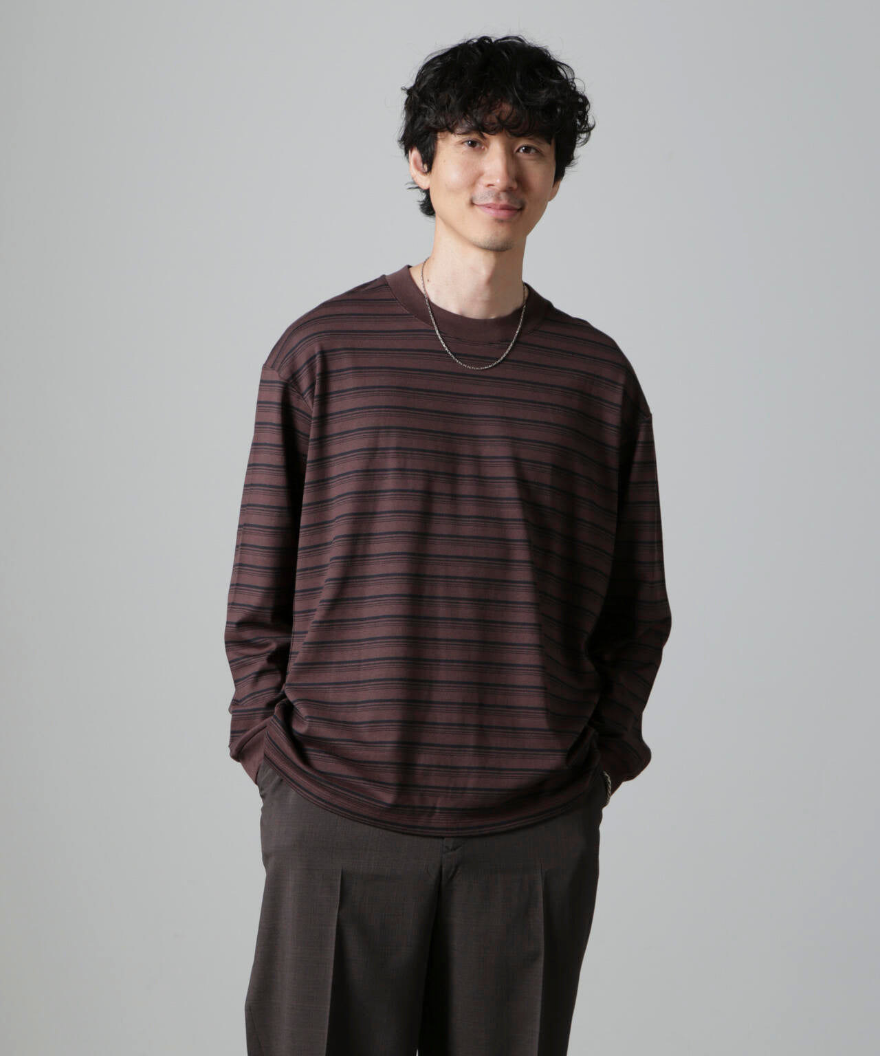 Anti Soaked(R) ランダムボーダークルーネックTシャツ 長袖 6684223213