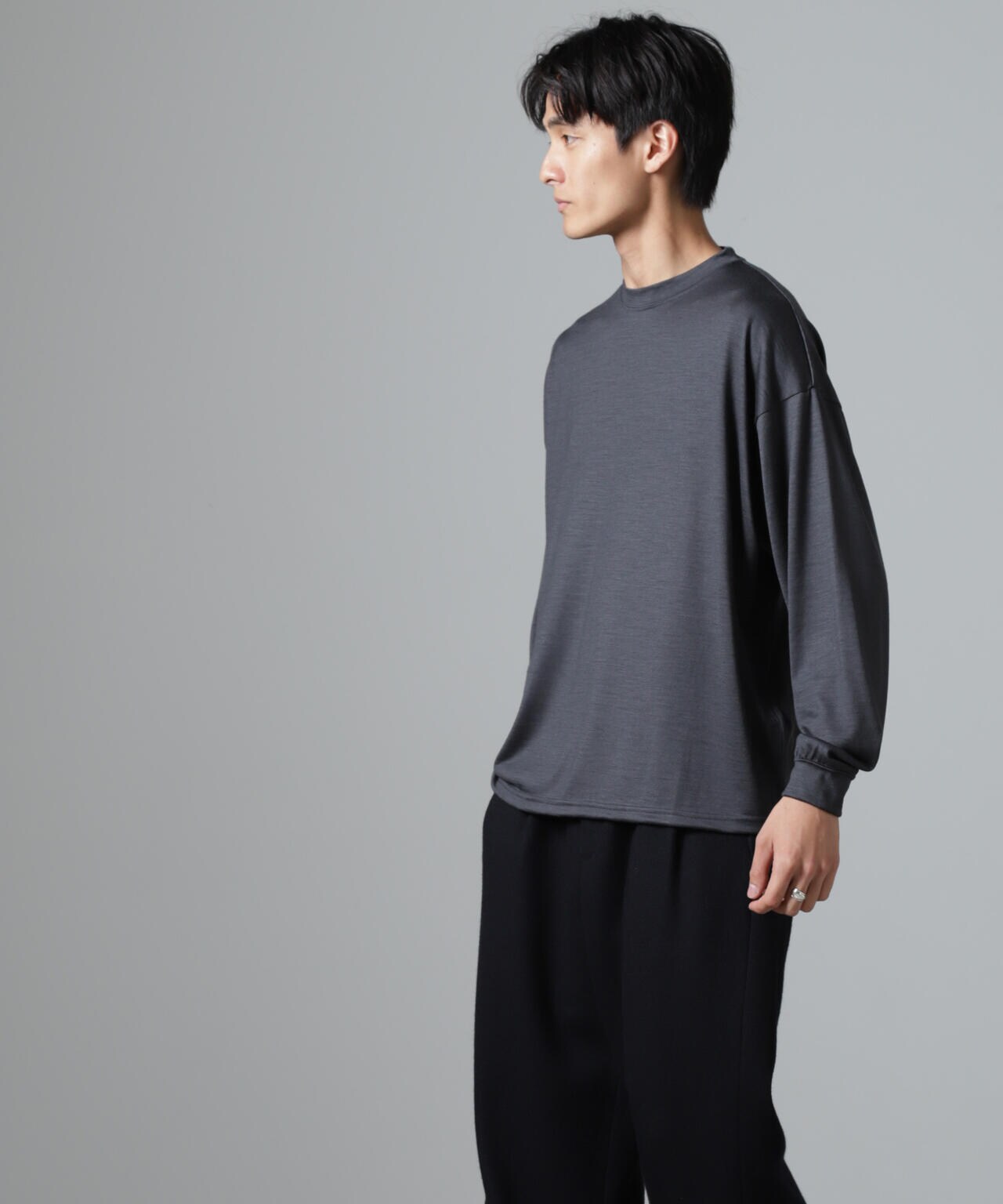 「100%ウォッシャブルウール」クルーネック ロングTシャツ 6684223225