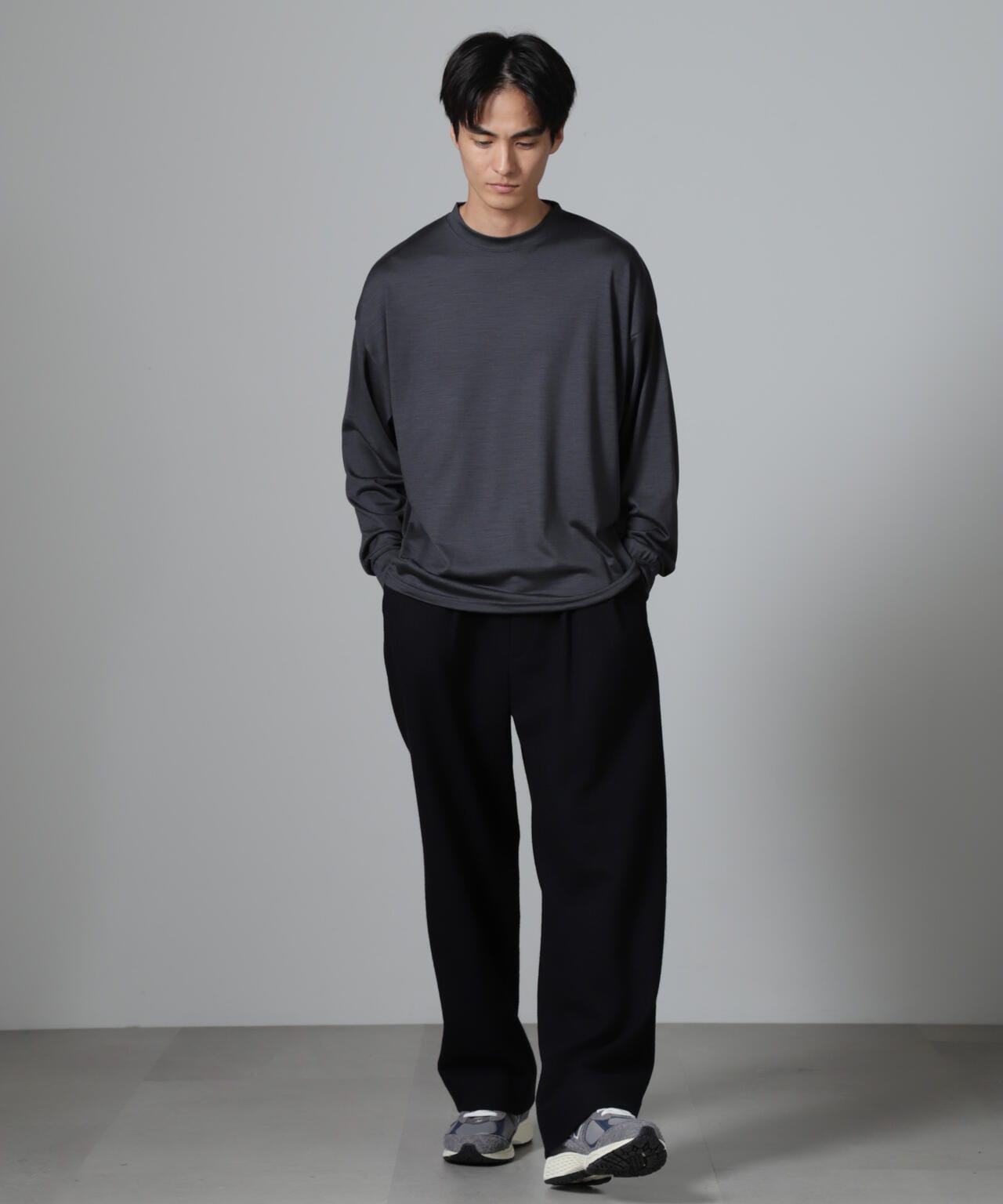「100%ウォッシャブルウール」クルーネック ロングTシャツ 6684223225