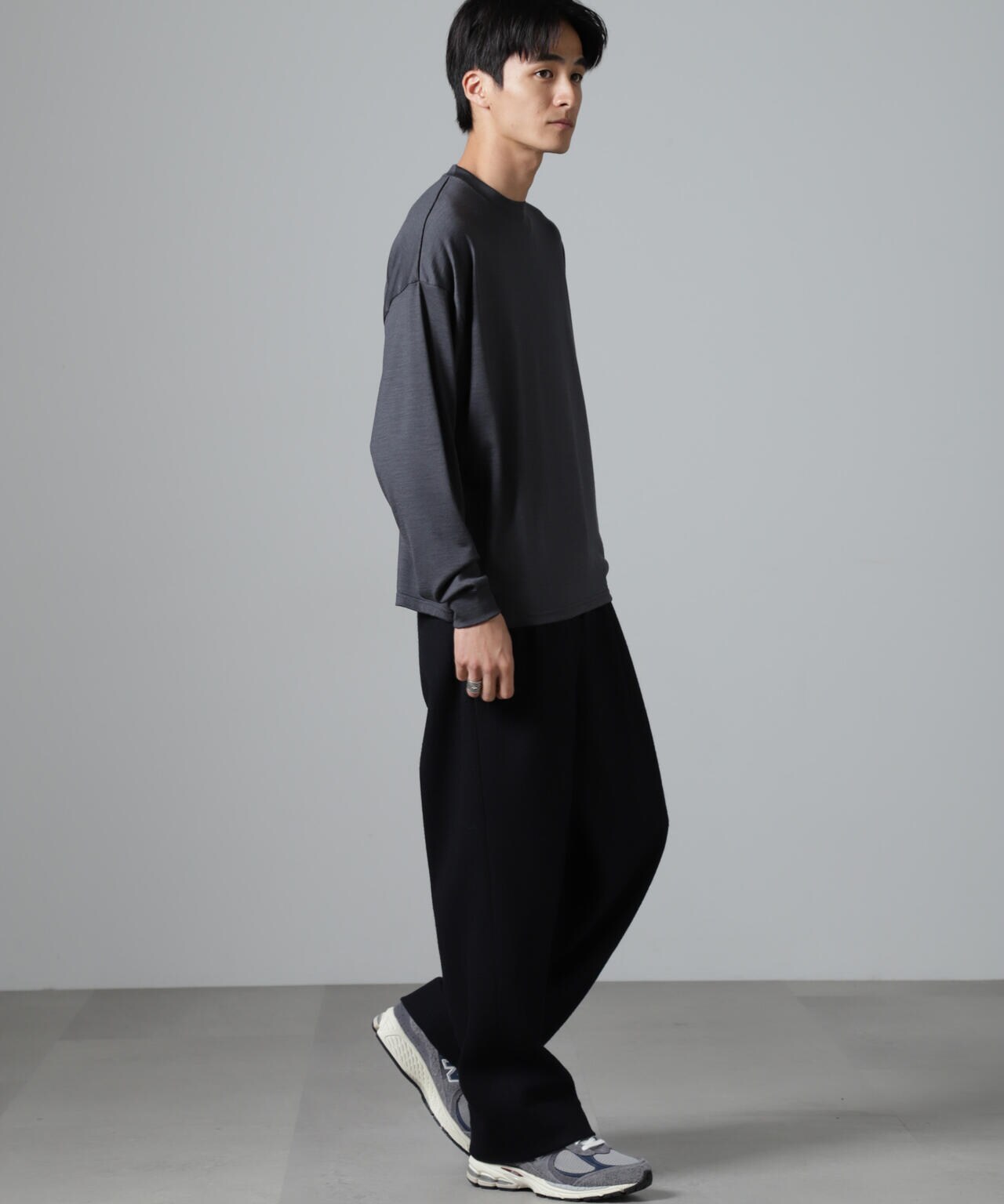 「100%ウォッシャブルウール」クルーネック ロングTシャツ 6684223225
