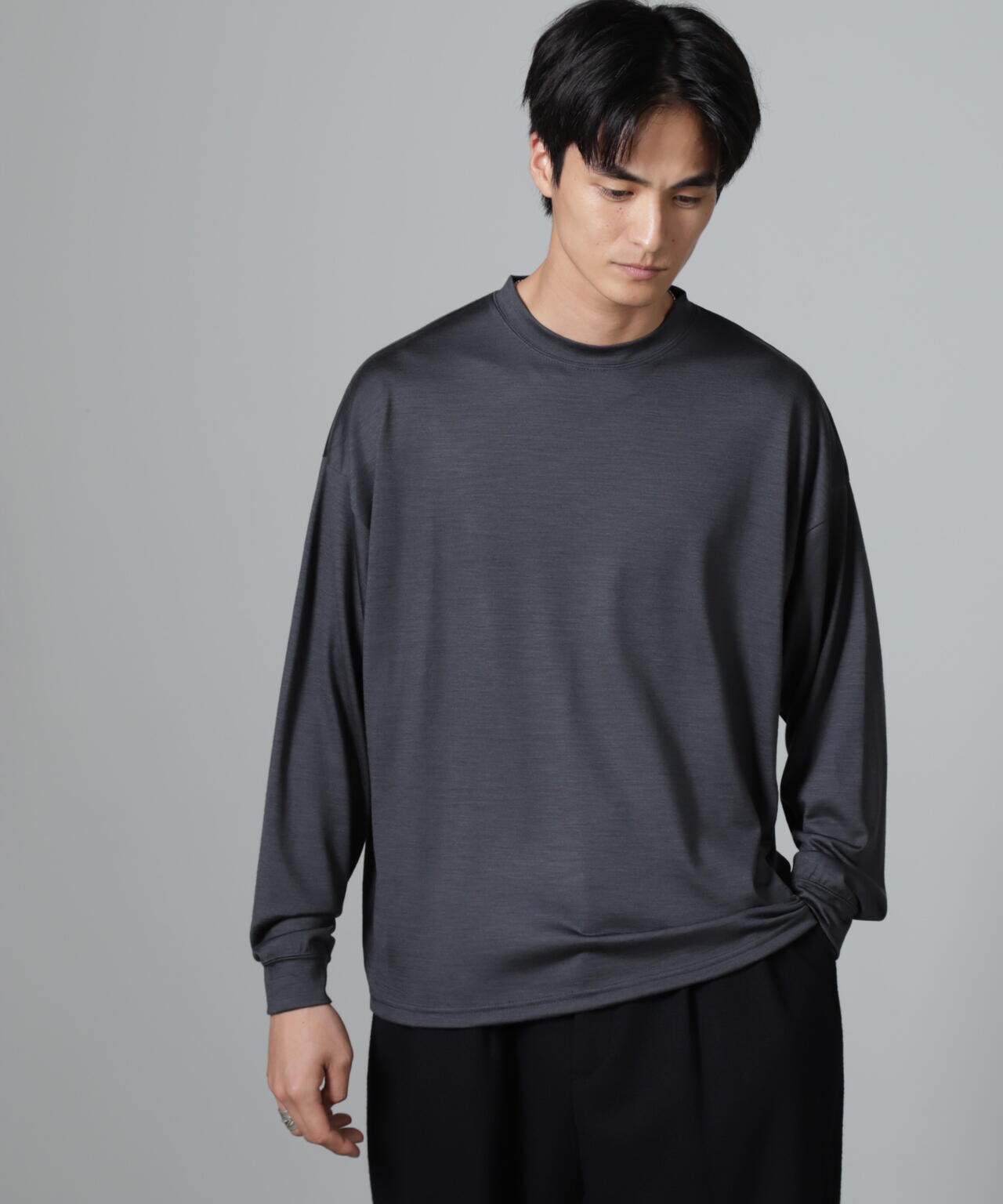 「100%ウォッシャブルウール」クルーネック ロングTシャツ 6684223225