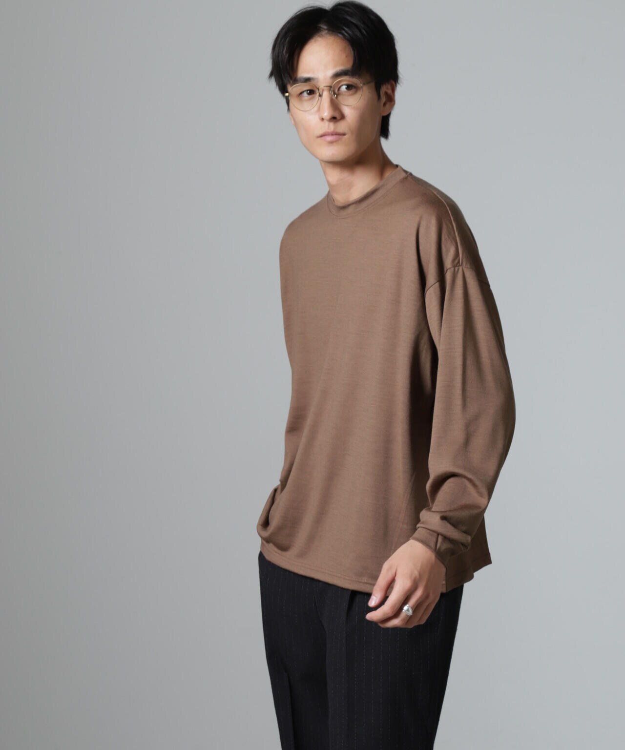 「100%ウォッシャブルウール」クルーネック ロングTシャツ 6684223225