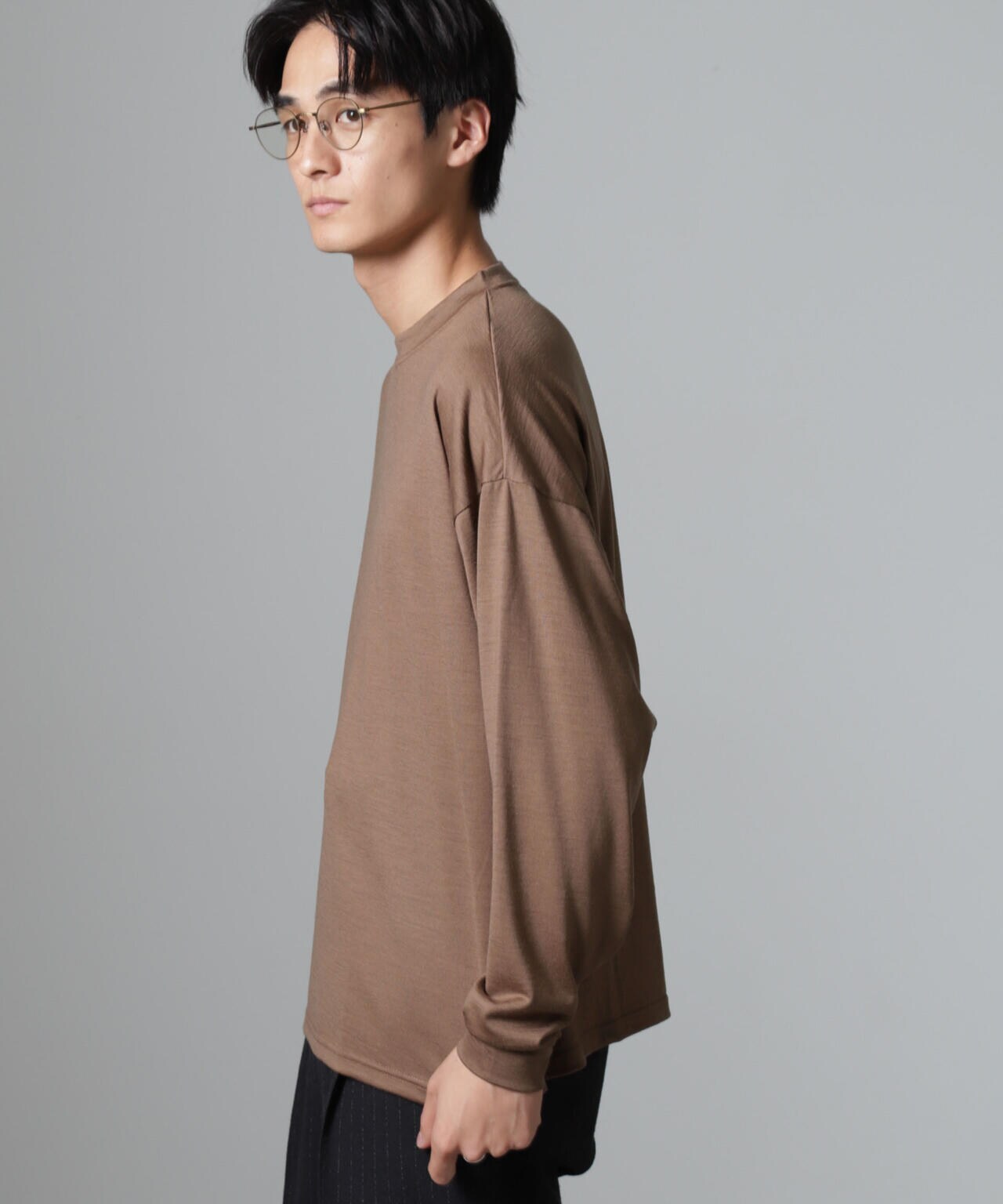 「100%ウォッシャブルウール」クルーネック ロングTシャツ 6684223225