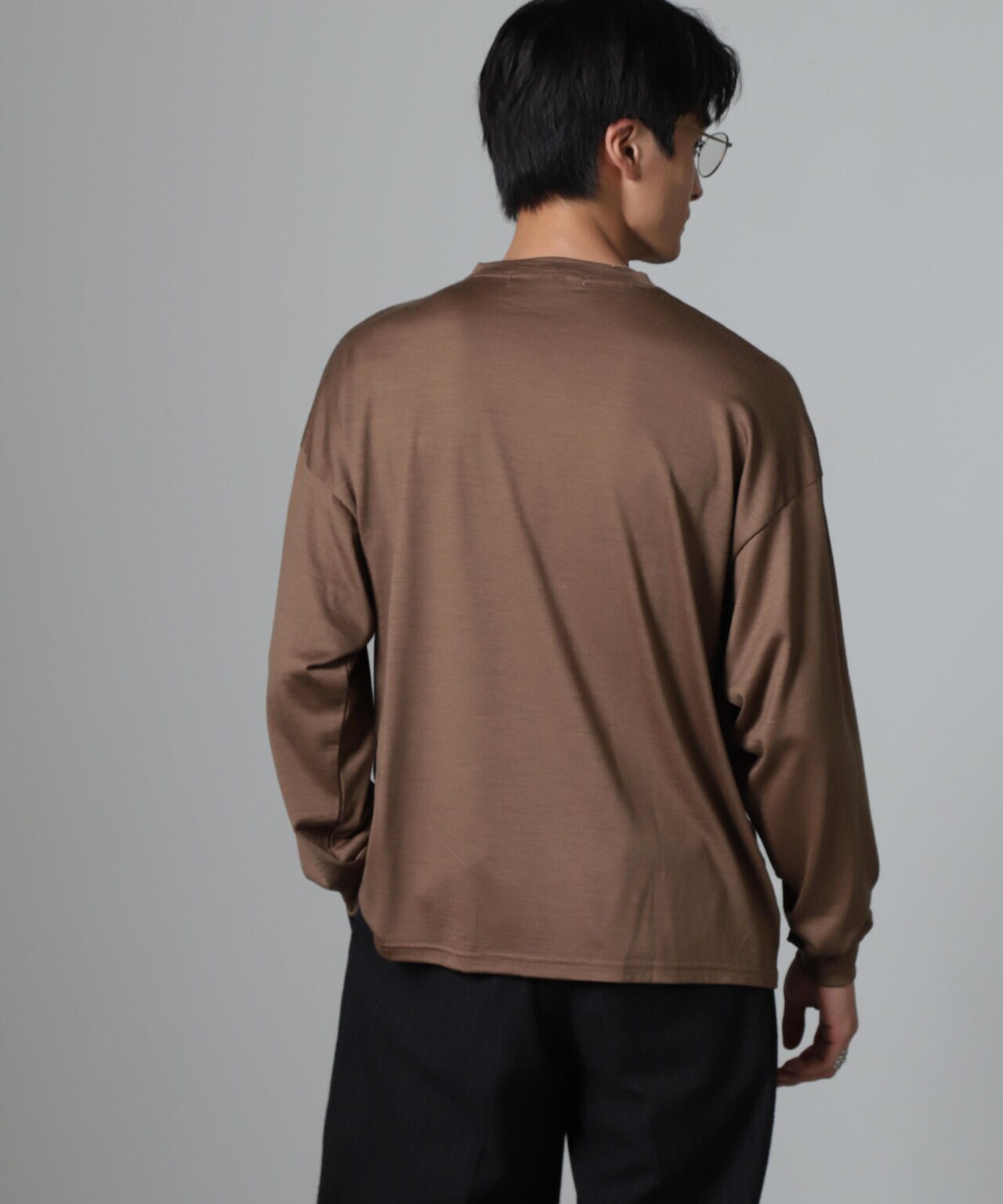 「100%ウォッシャブルウール」クルーネック ロングTシャツ 6684223225