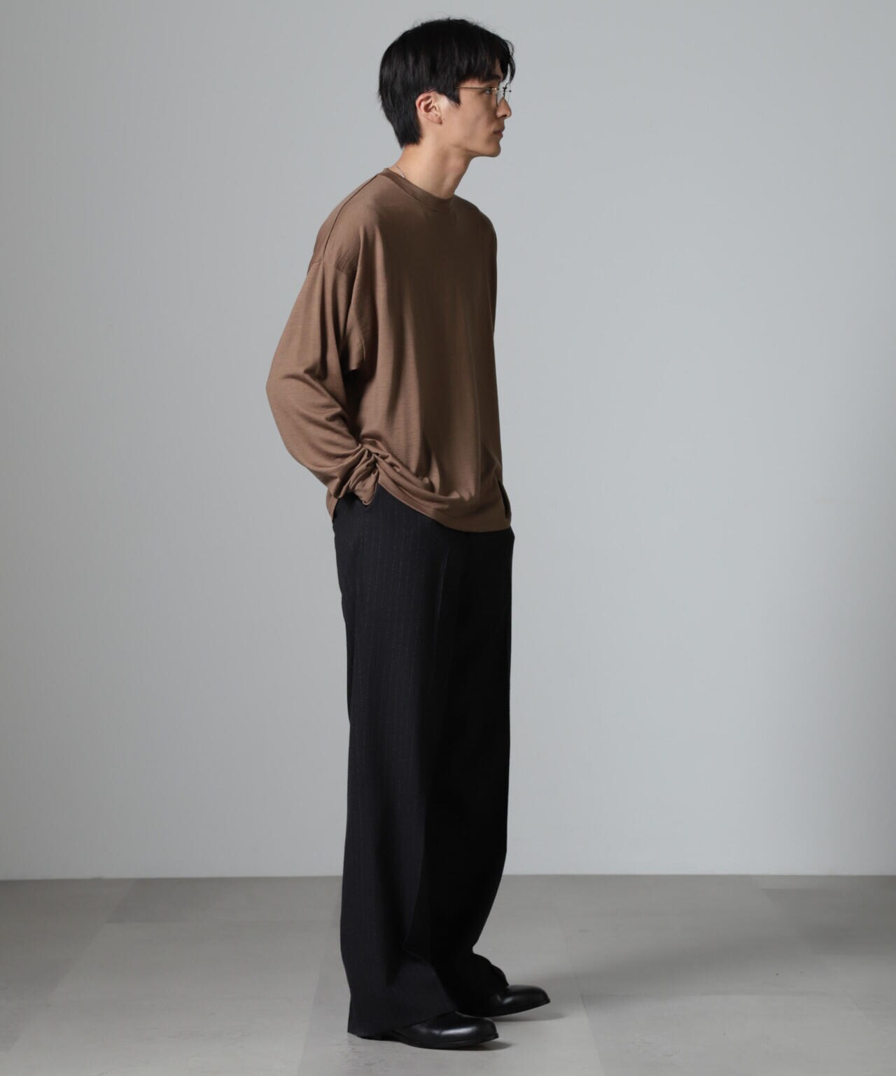「100%ウォッシャブルウール」クルーネック ロングTシャツ 6684223225
