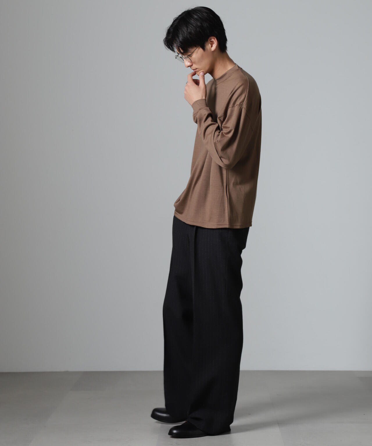 「100%ウォッシャブルウール」クルーネック ロングTシャツ 6684223225