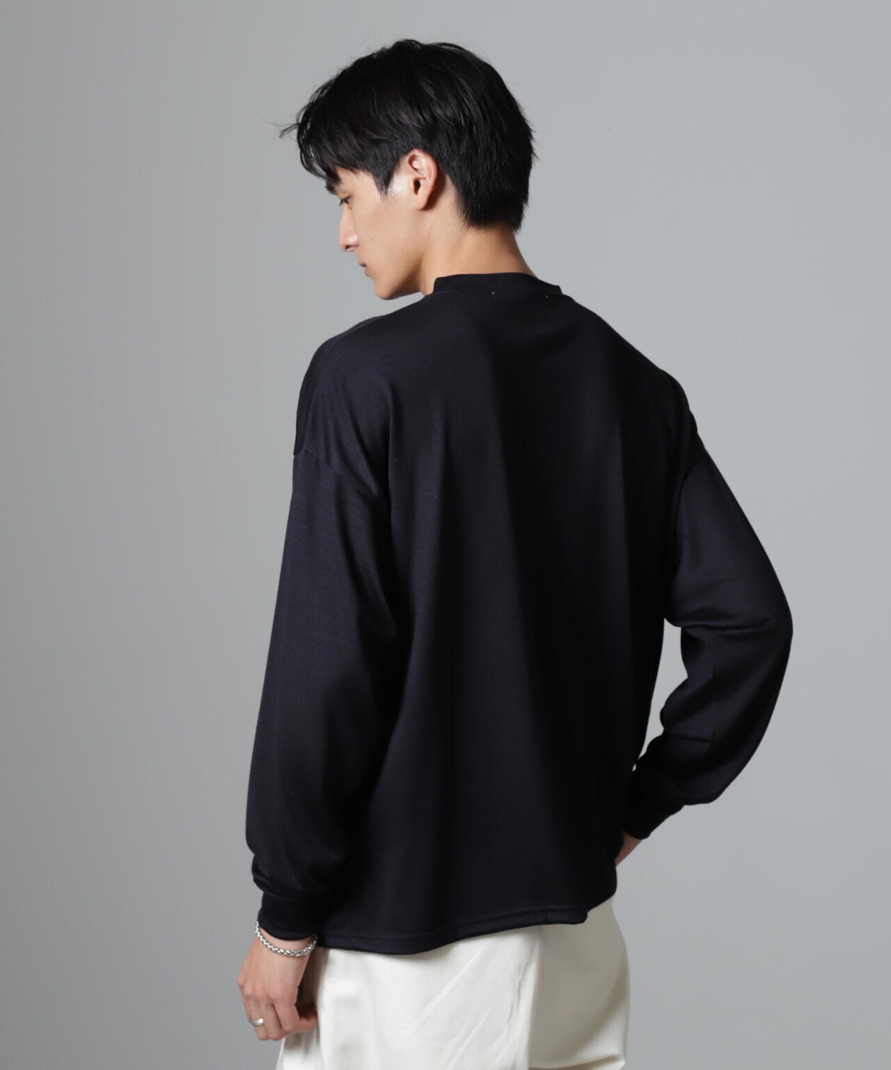 「100%ウォッシャブルウール」クルーネック ロングTシャツ 6684223225