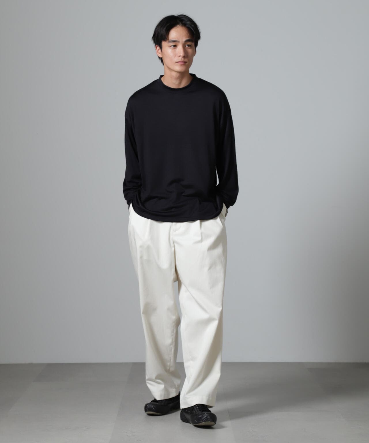 「100%ウォッシャブルウール」クルーネック ロングTシャツ 6684223225