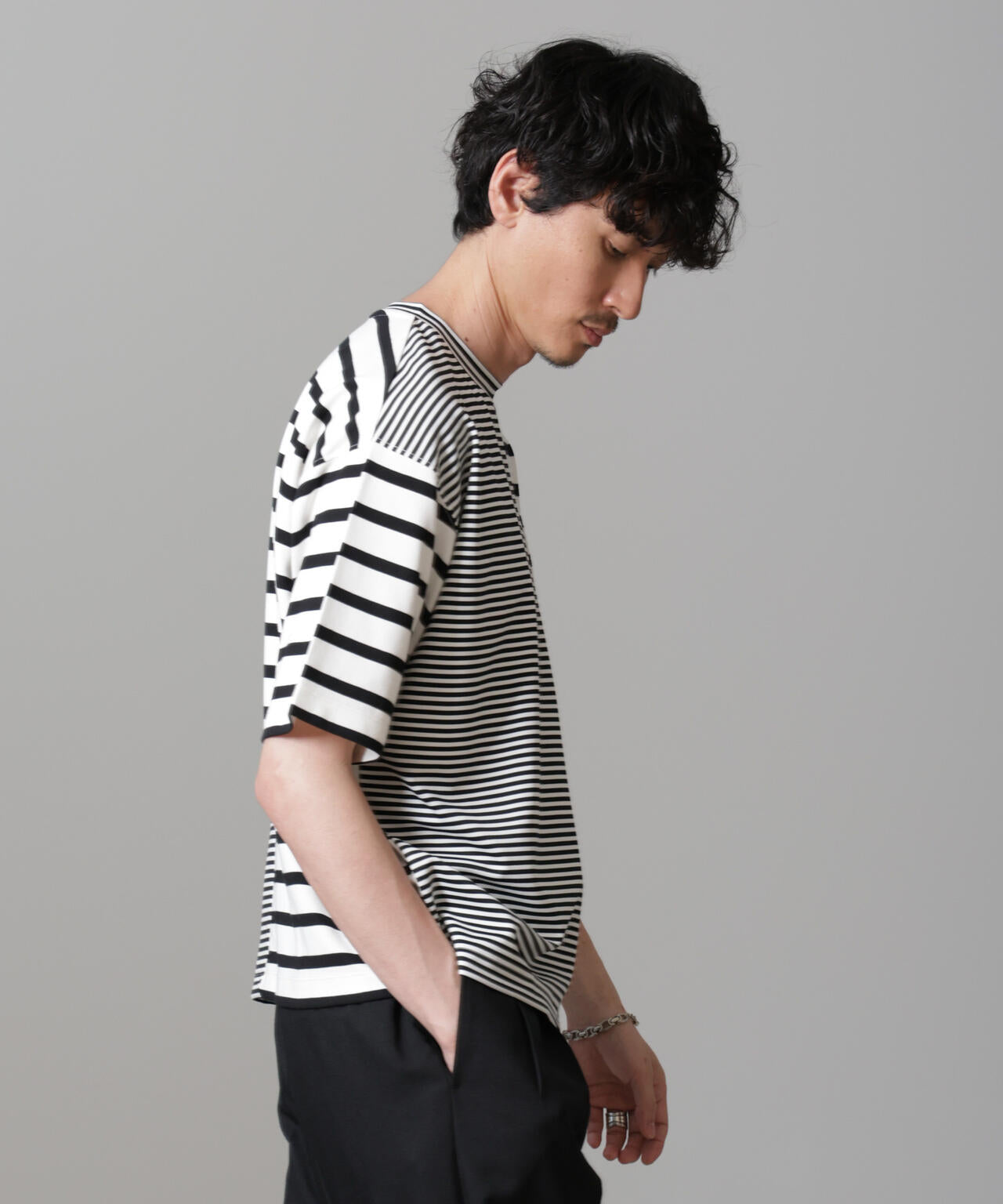 ボーダー切替Tシャツ 6684224216