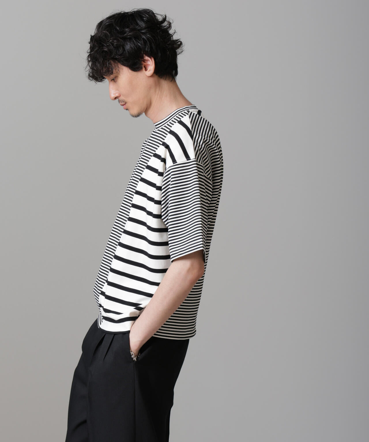 ボーダー切替Tシャツ 6684224216