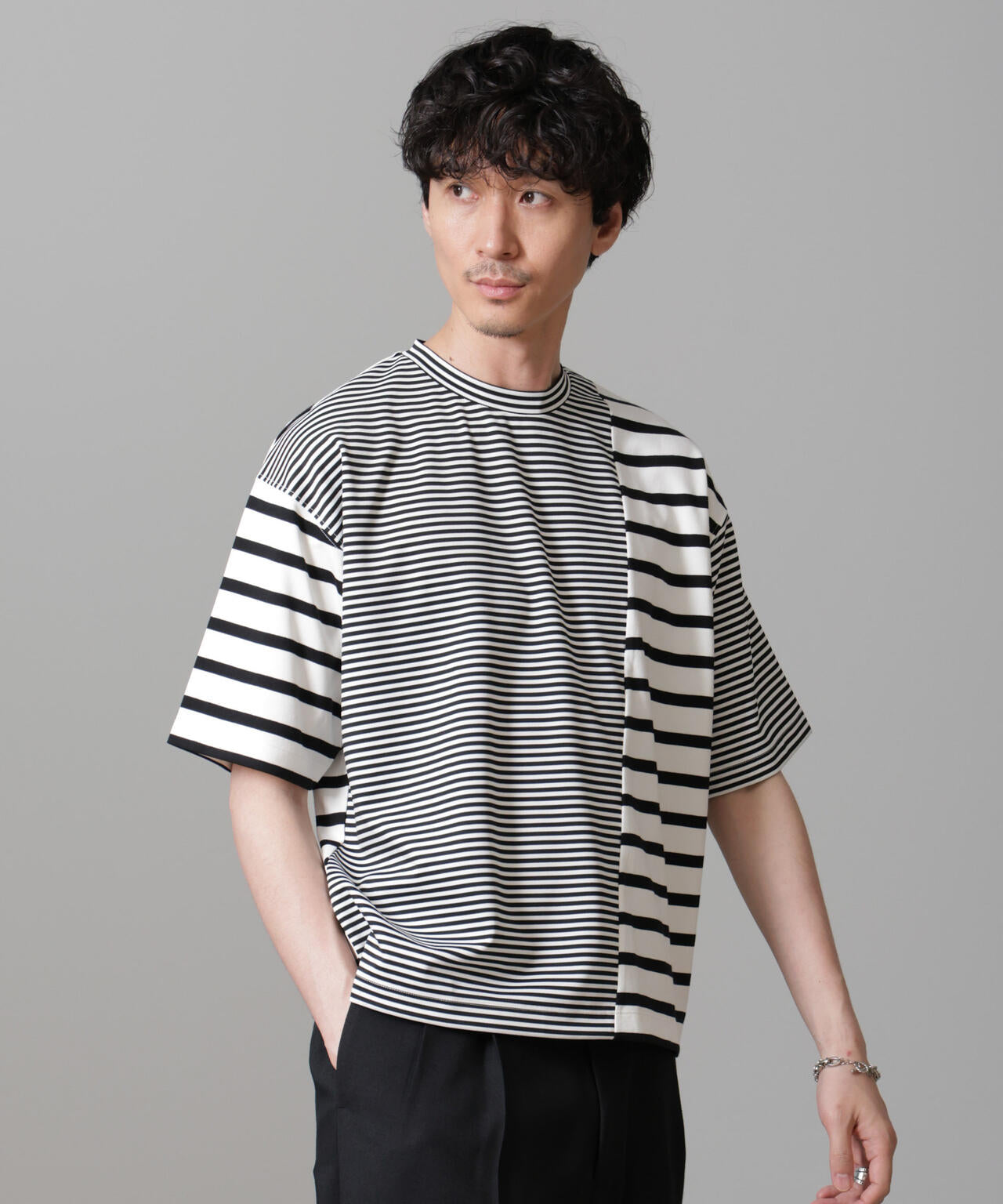ボーダー切替Tシャツ 6684224216
