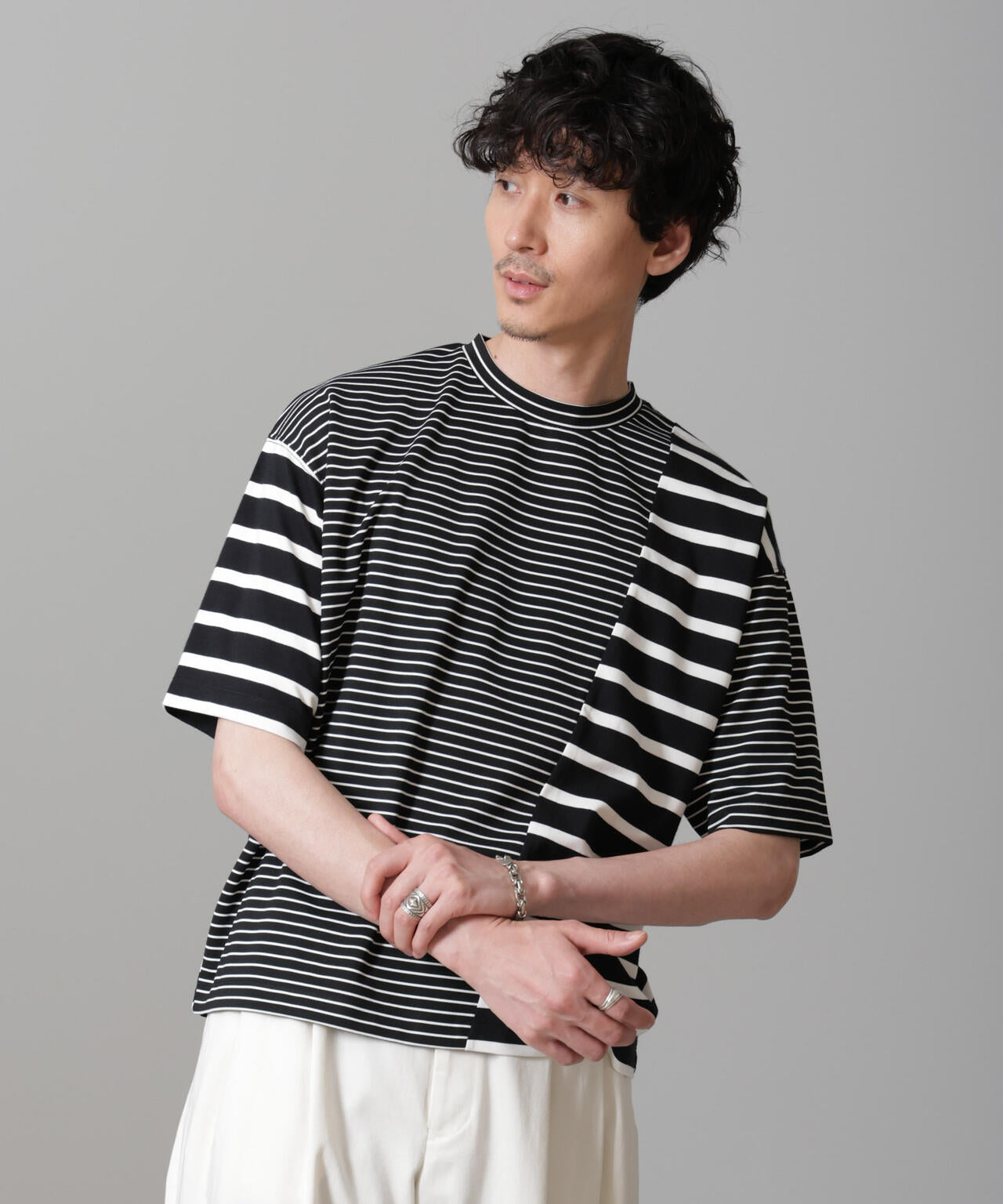 ボーダー切替Tシャツ 6684224216