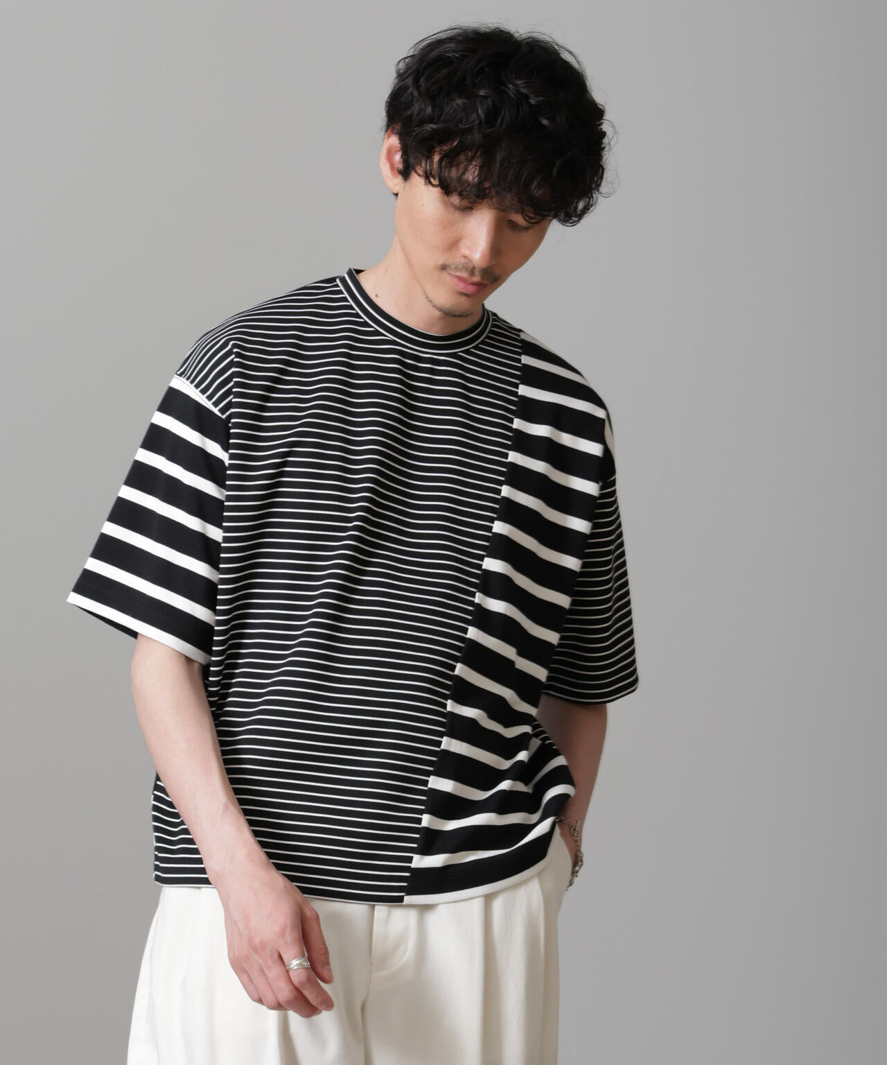 ボーダー切替Tシャツ 6684224216
