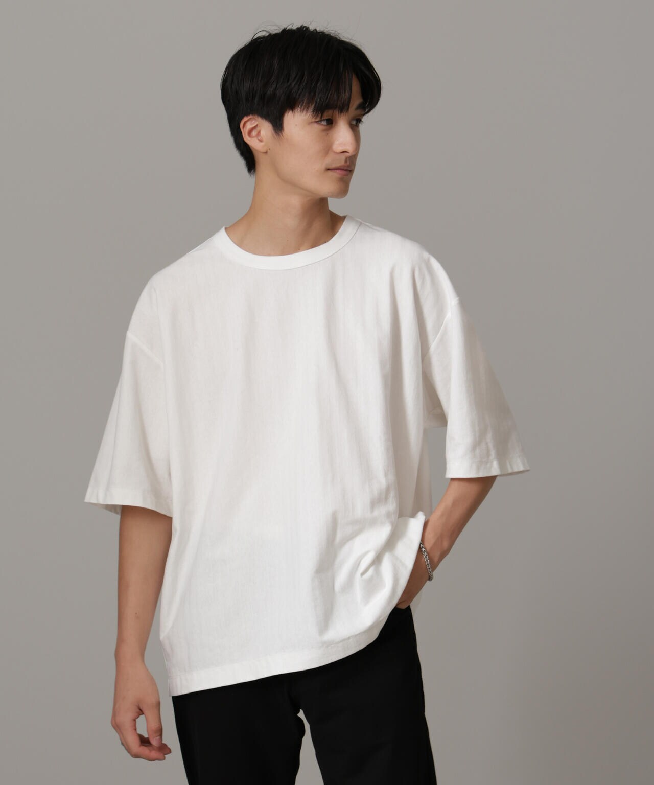 シャドーストライプハーフスリーブTシャツ 6684224218
