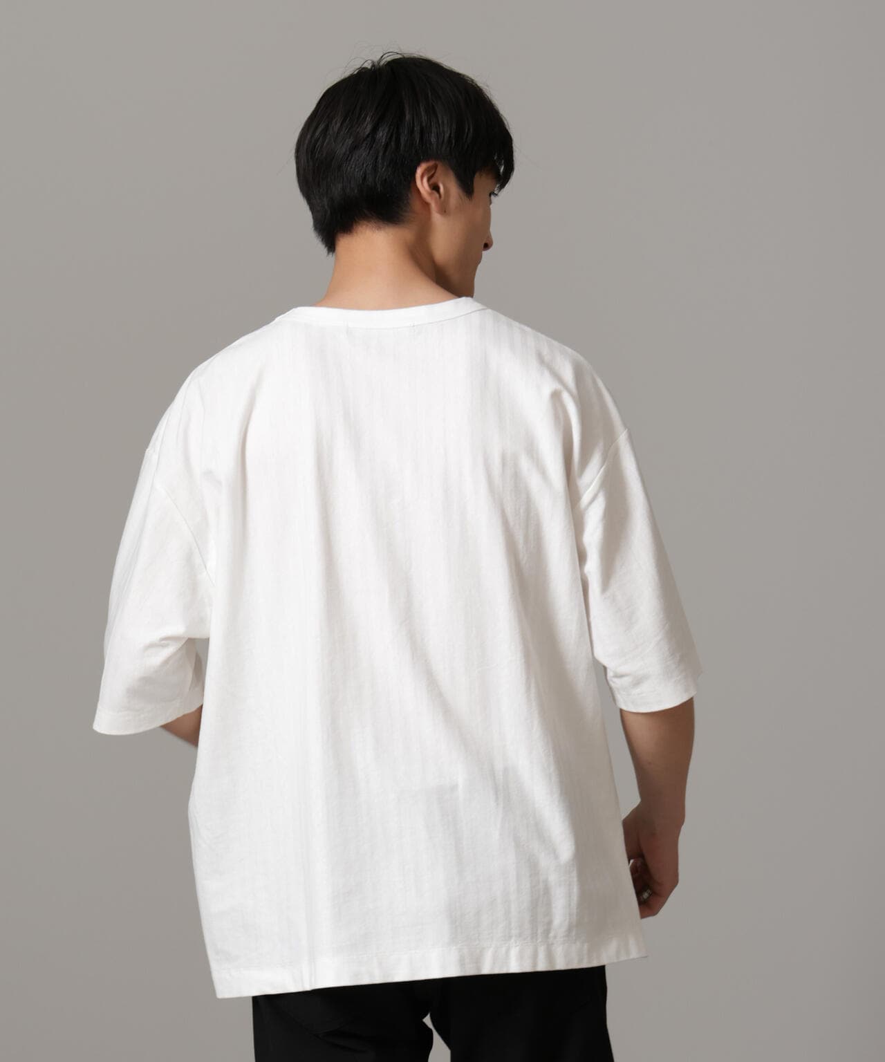 シャドーストライプハーフスリーブTシャツ 6684224218