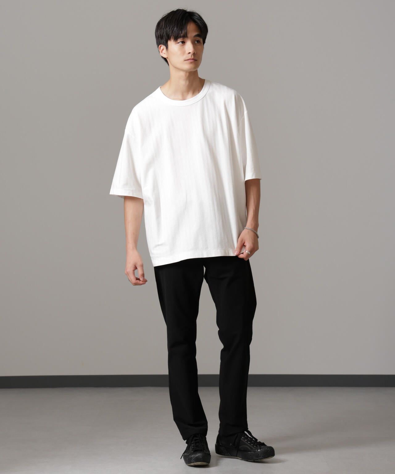 シャドーストライプハーフスリーブTシャツ 6684224218