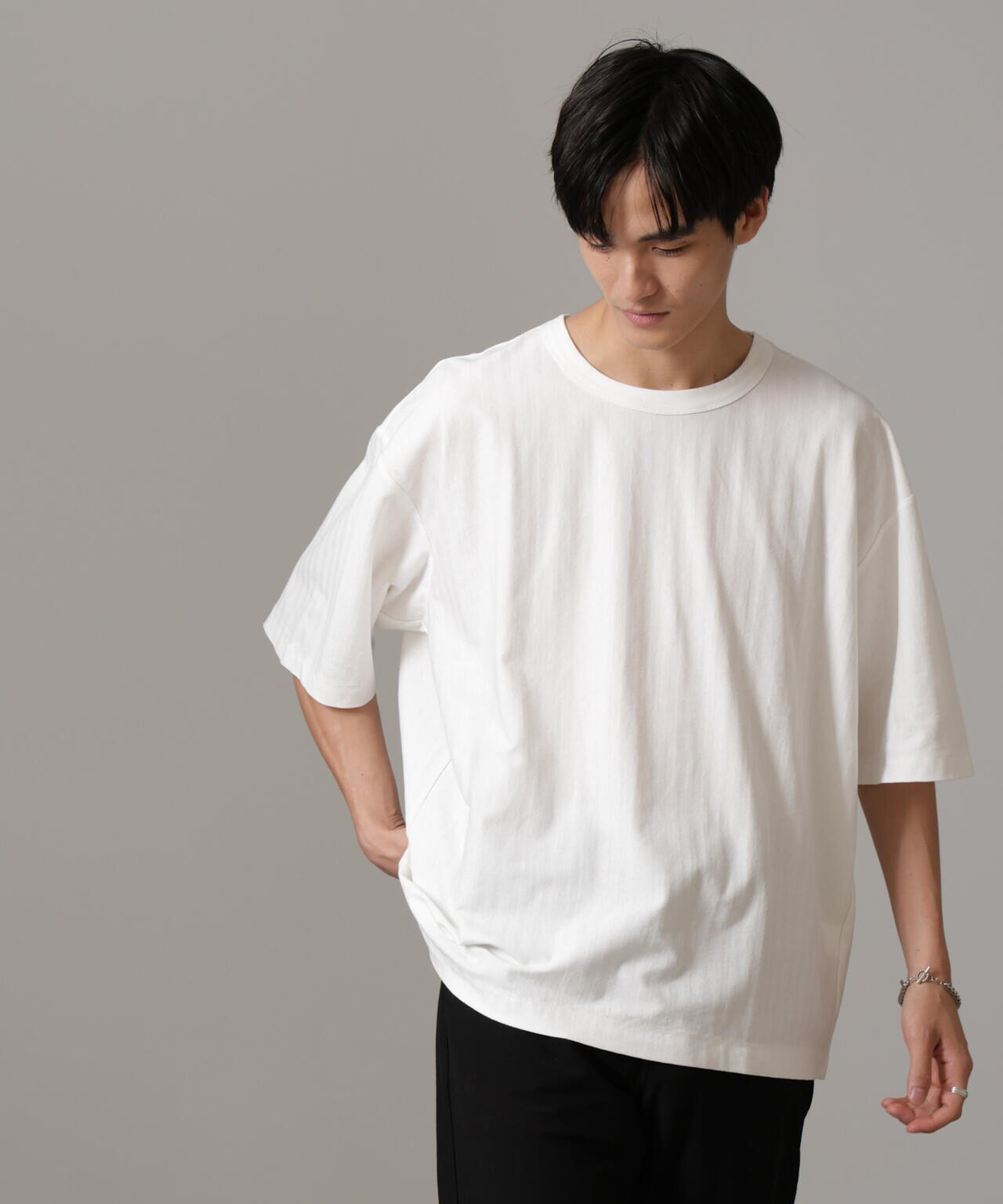 シャドーストライプハーフスリーブTシャツ 6684224218