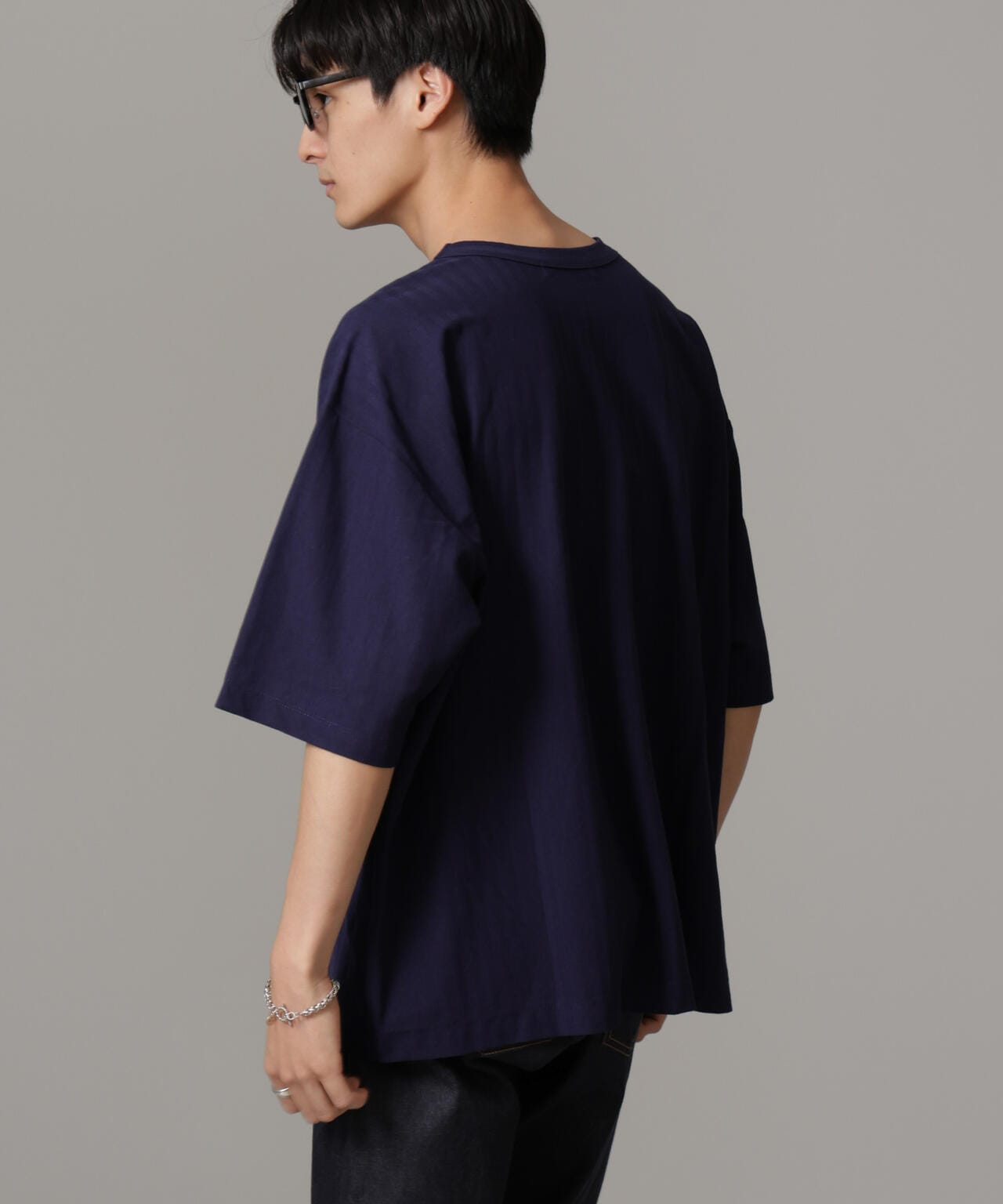 シャドーストライプハーフスリーブTシャツ 6684224218