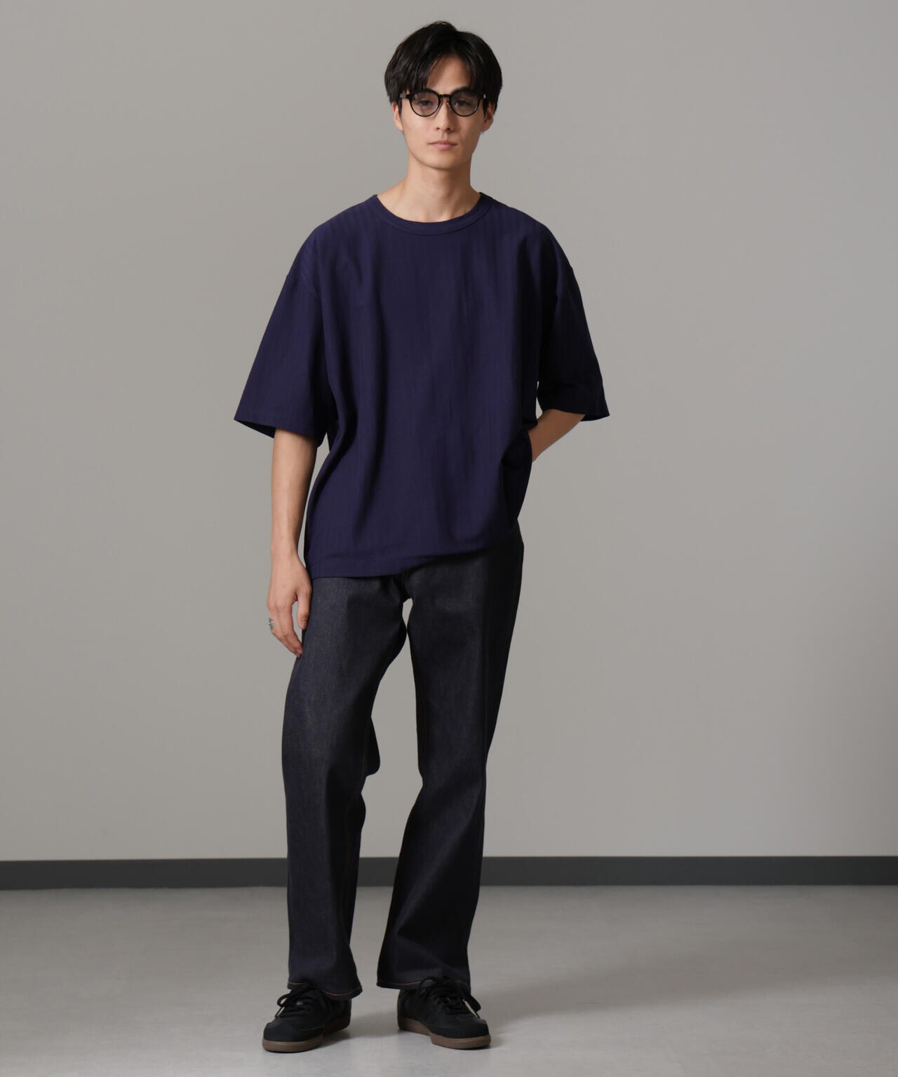 シャドーストライプハーフスリーブTシャツ 6684224218
