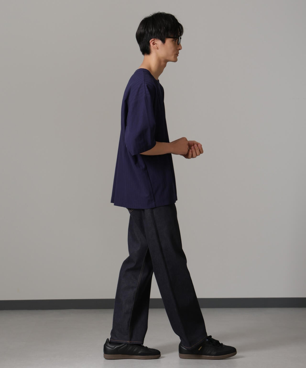シャドーストライプハーフスリーブTシャツ 6684224218