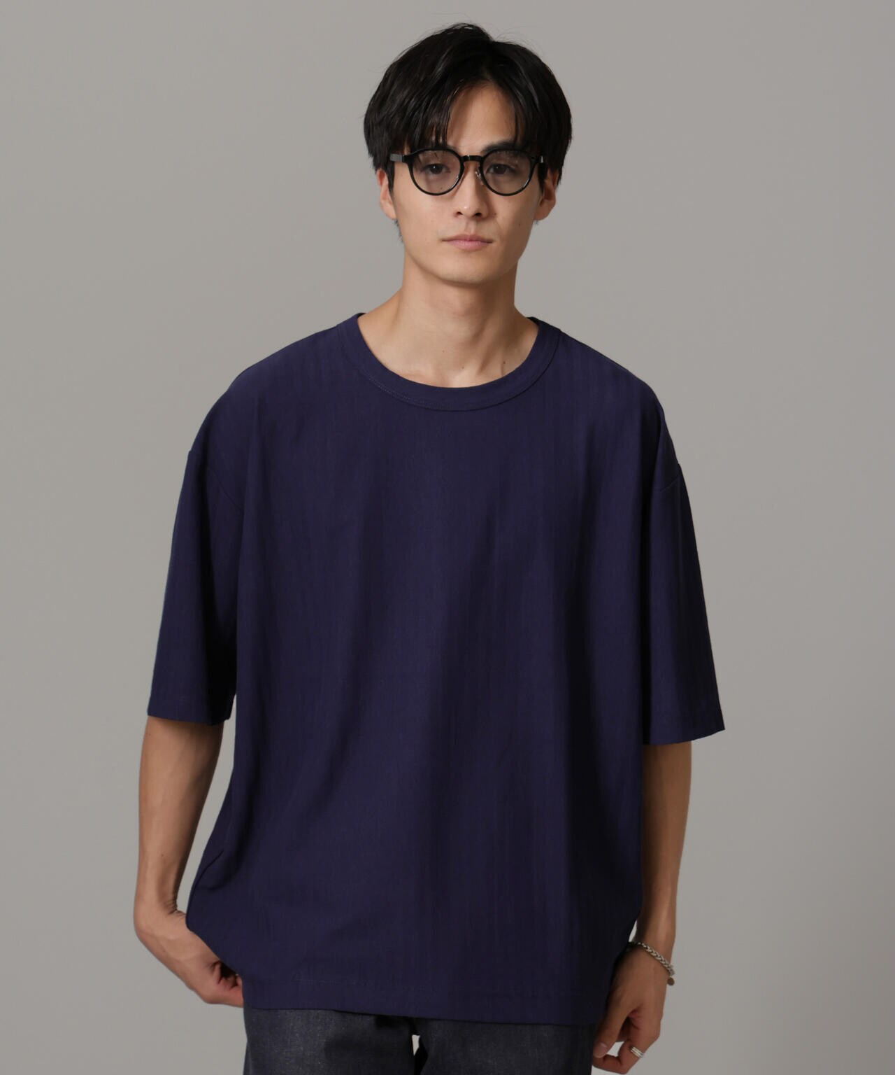 シャドーストライプハーフスリーブTシャツ 6684224218