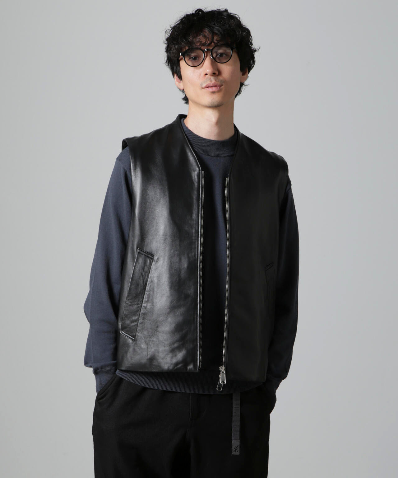 Lamb nappa ジップレザージレ 6684225202