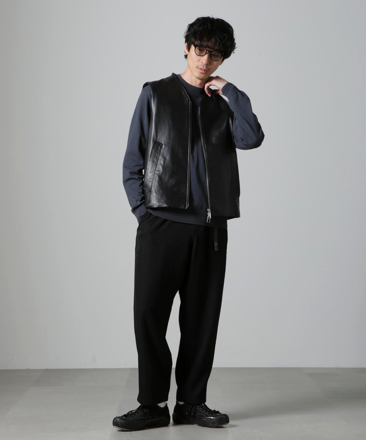 Lamb nappa ジップレザージレ 6684225202