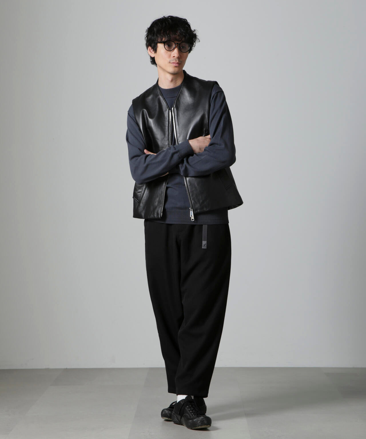 Lamb nappa ジップレザージレ 6684225202