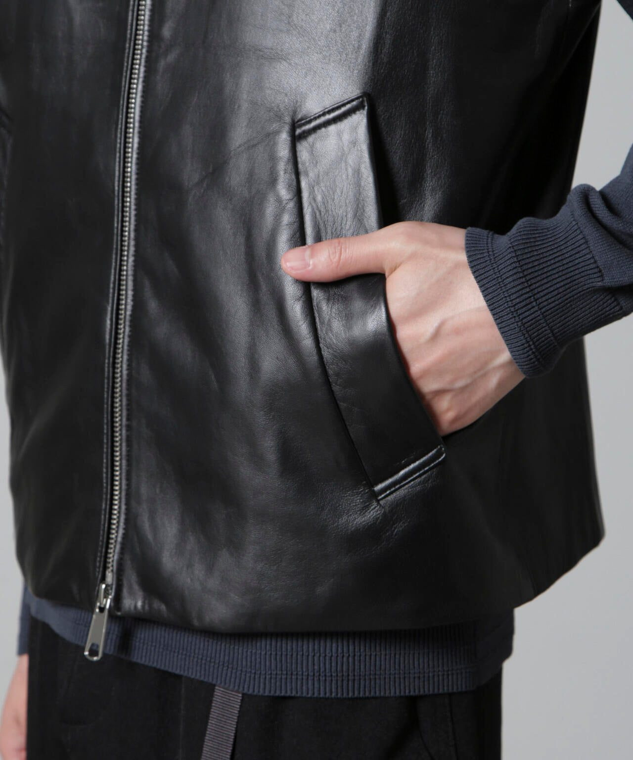 Lamb nappa ジップレザージレ 6684225202