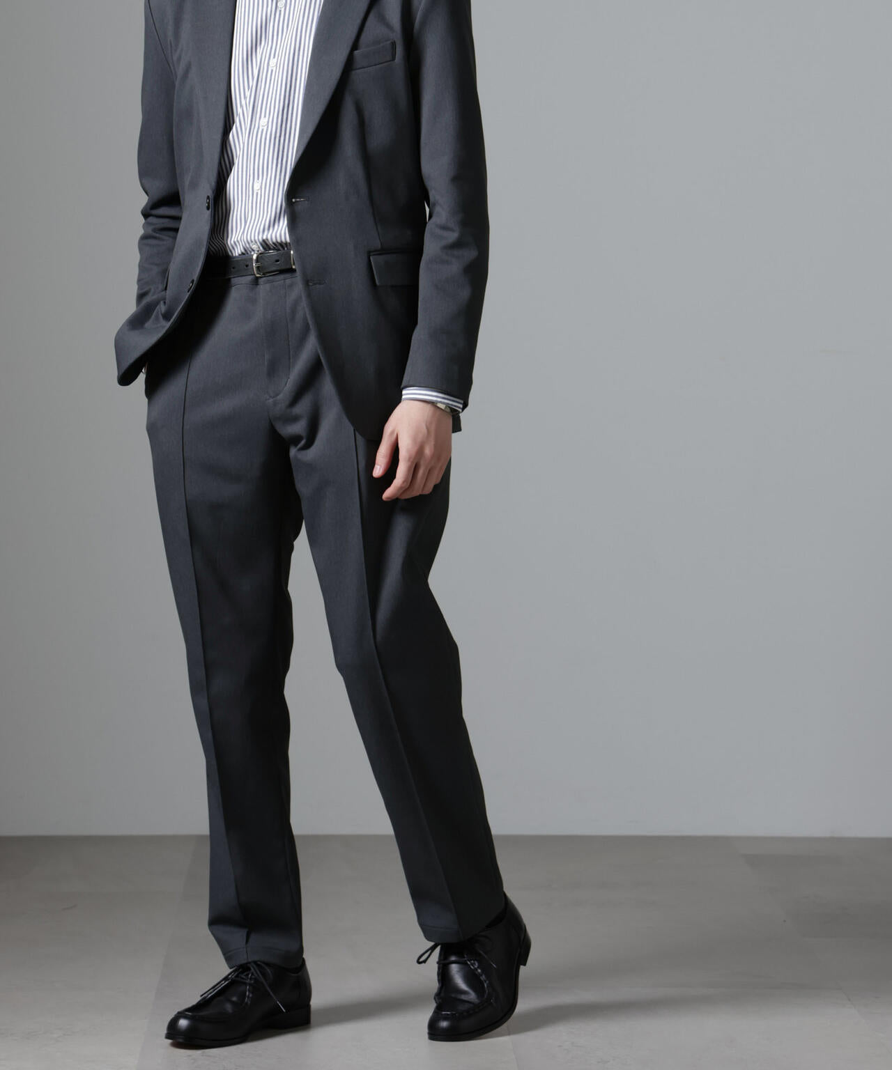 「N TROUSERS BASIC」CATINA(R)メランジ二重織ツイルストレッチパンツ(セットアップ可) 6684229204