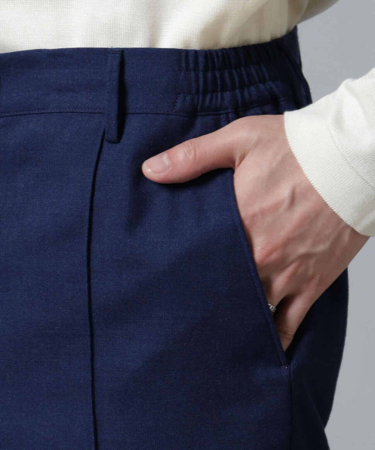 「N TROUSERS PREMIUM」RENURウール混洗えるサキソニーパンツ(セットアップ可) 6684229205