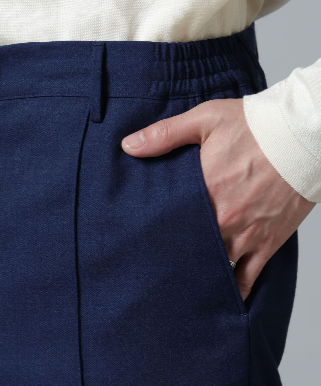 「N TROUSERS PREMIUM」RENURウール混洗えるサキソニーパンツ(セットアップ可) 6684229205