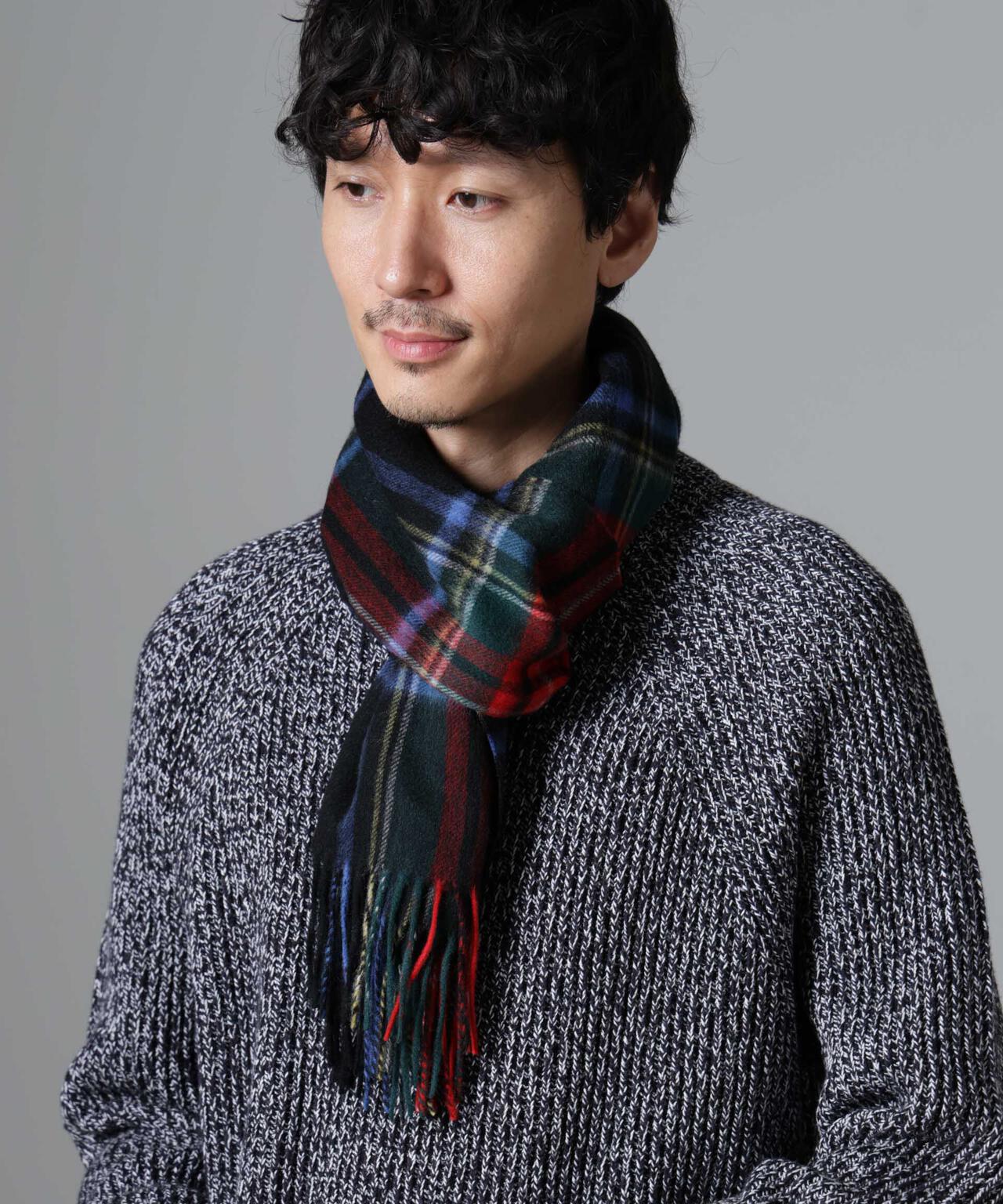 ソフトカシミヤブレンドチェックマフラー 6684241202