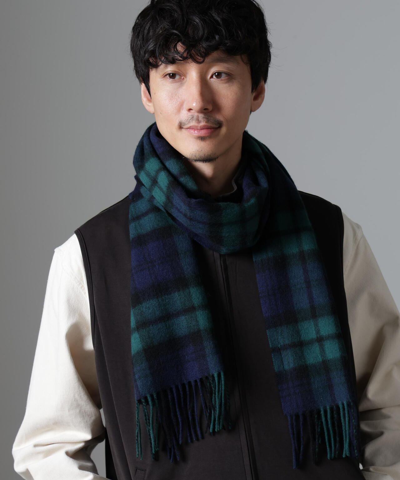 ソフトカシミヤブレンドチェックマフラー 6684241202