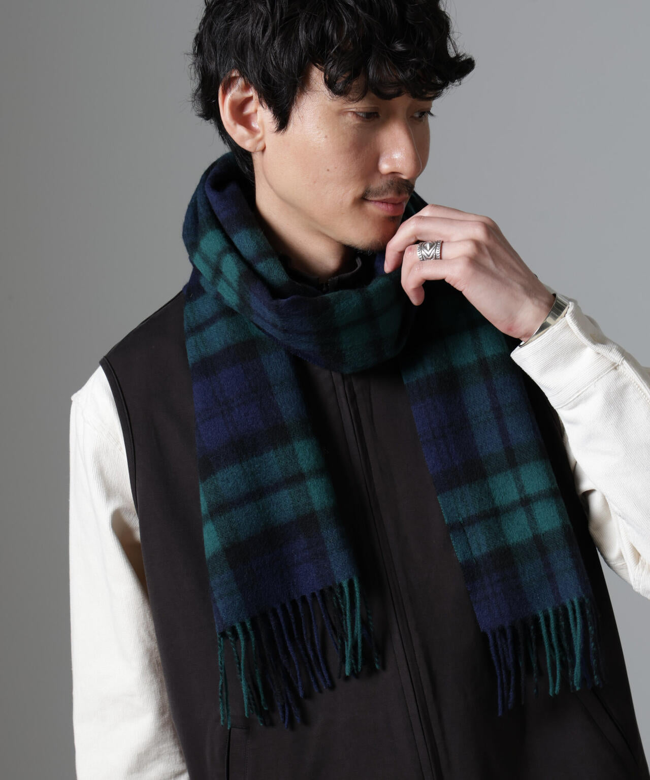 ソフトカシミヤブレンドチェックマフラー 6684241202