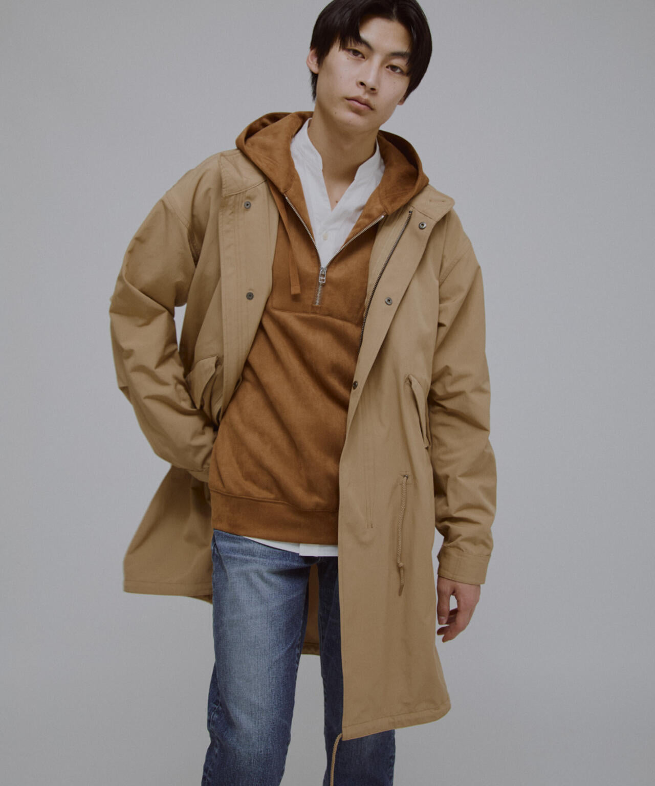 フェイクスエードハーフジップパーカーブルゾン 6685112205