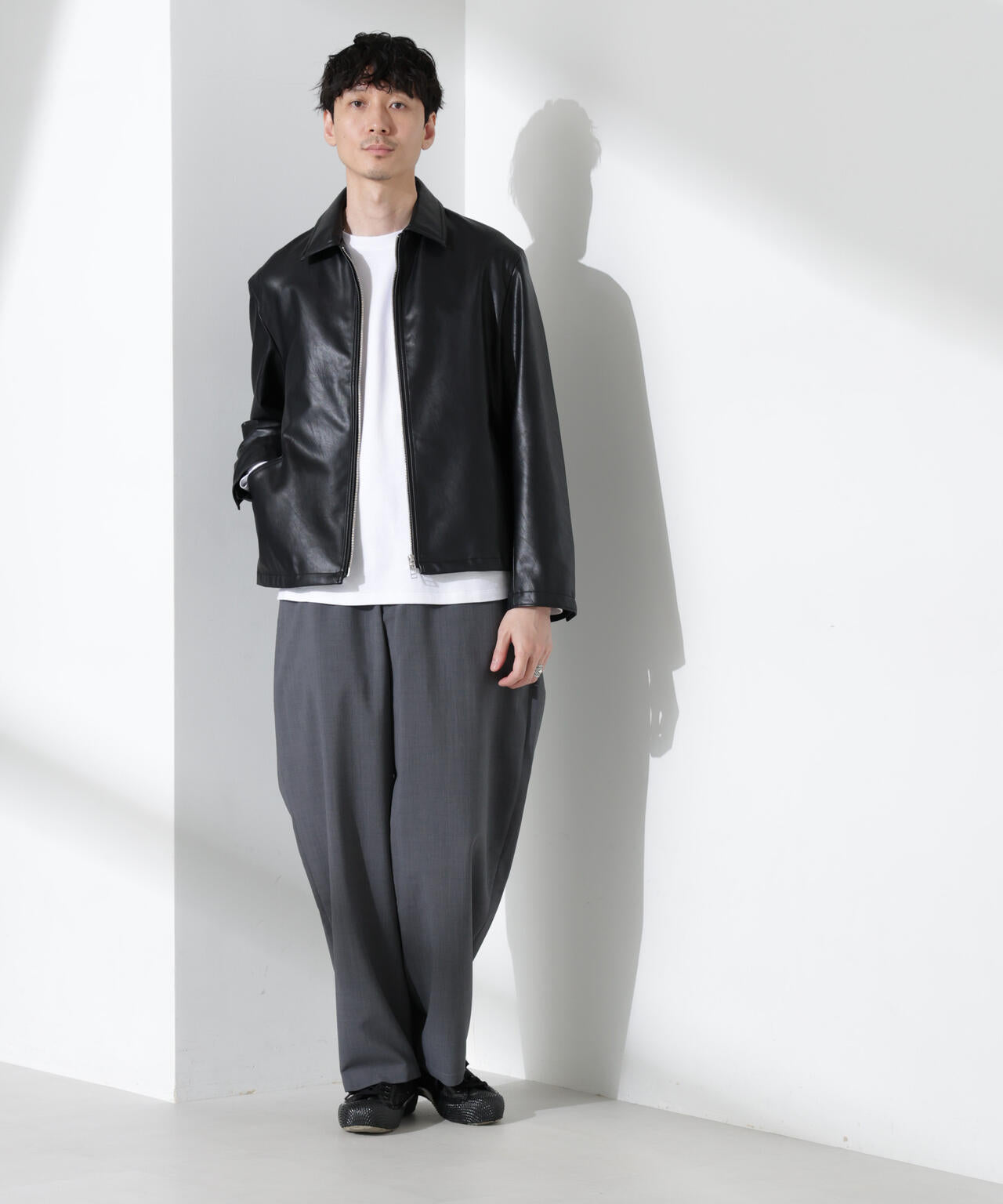 ヴィンテージライクフェイクレザーブルゾン 6685112208