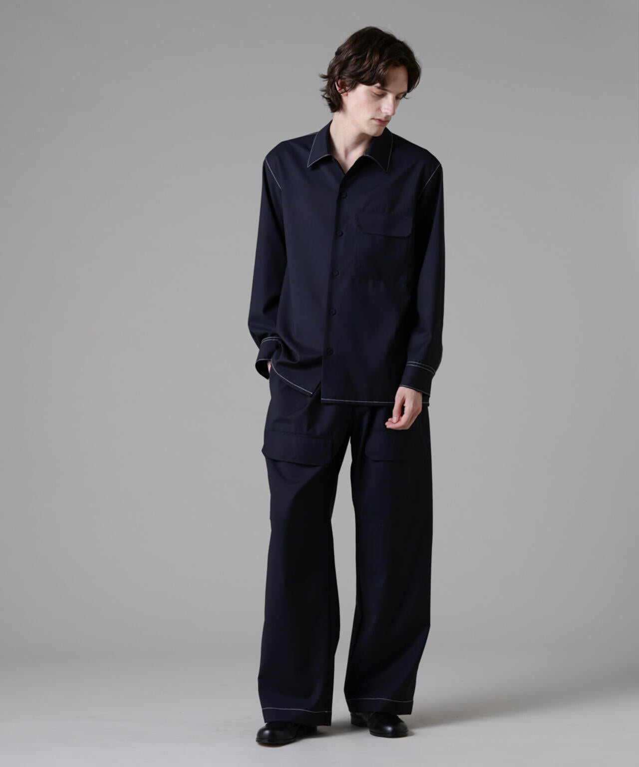 「ASSEMBLANC」イタリアンテキスタイルシャツブルゾン(セットアップ可) 6685112214