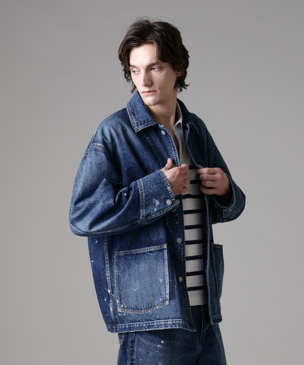 「ASSEMBLANC」オーバーサイズリメイクデニムブルゾン(セットアップ可) 6685112220