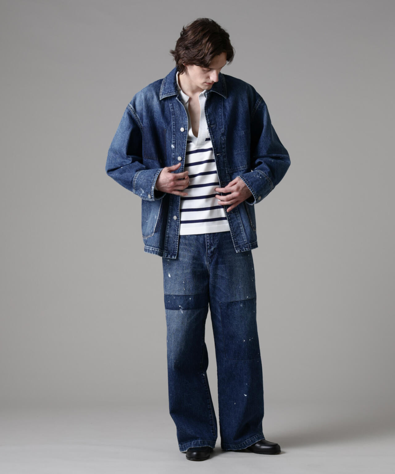 「ASSEMBLANC」オーバーサイズリメイクデニムブルゾン(セットアップ可) 6685112220