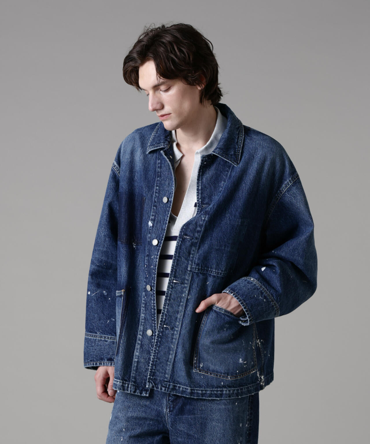 「ASSEMBLANC」オーバーサイズリメイクデニムブルゾン(セットアップ可) 6685112220