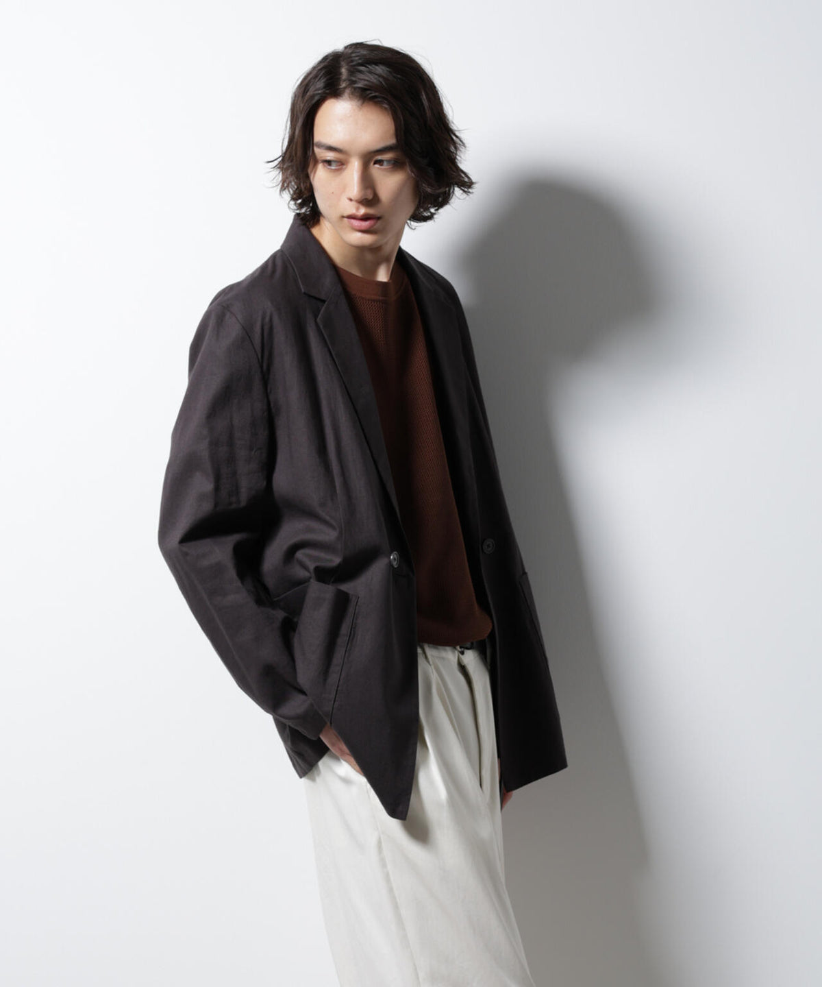 「BELGIUM LINEN FABRICS」リネンコットンダブルジャケット(セットアップ可) 6685116205