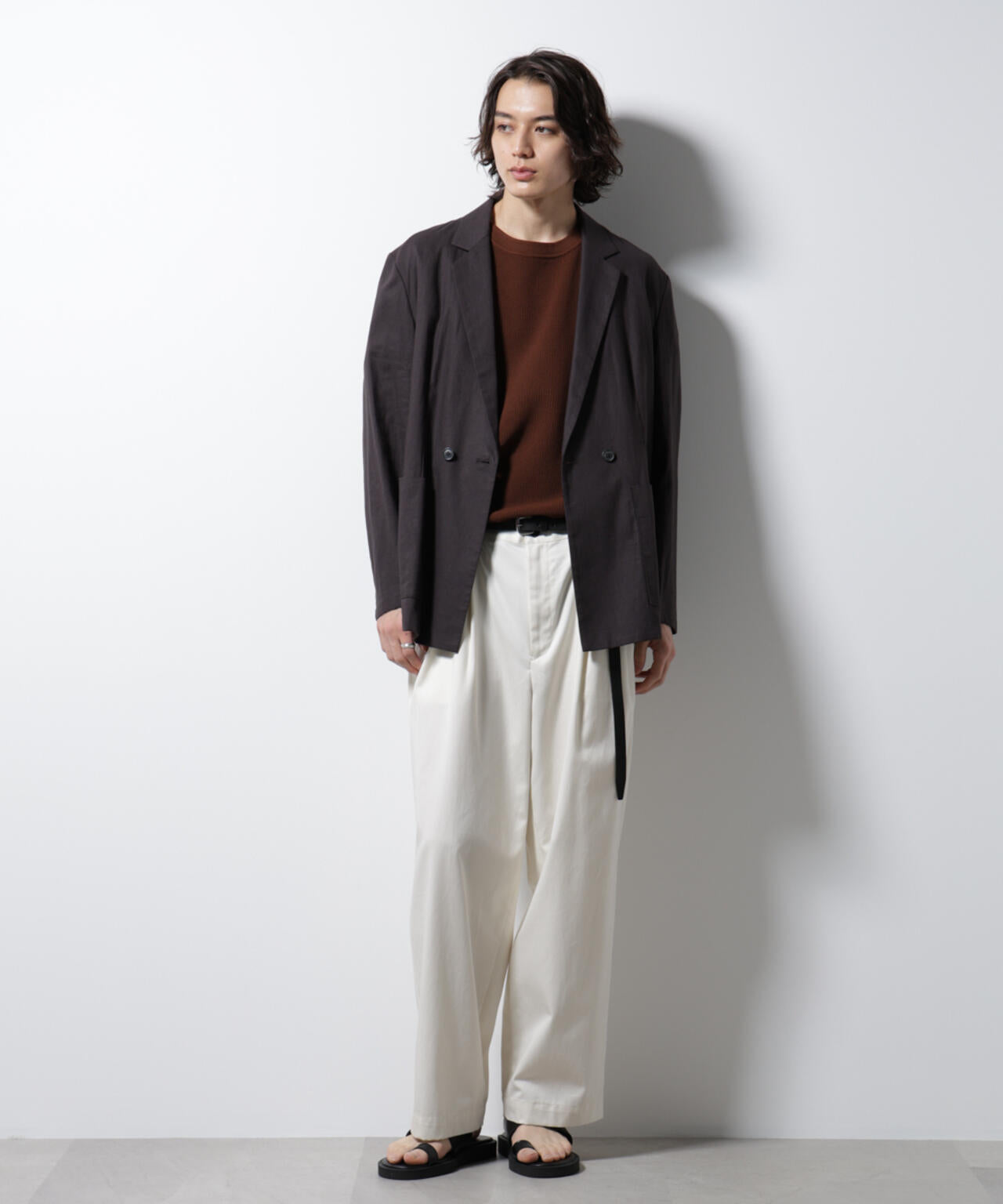 「BELGIUM LINEN FABRICS」リネンコットンダブルジャケット(セットアップ可) 6685116205