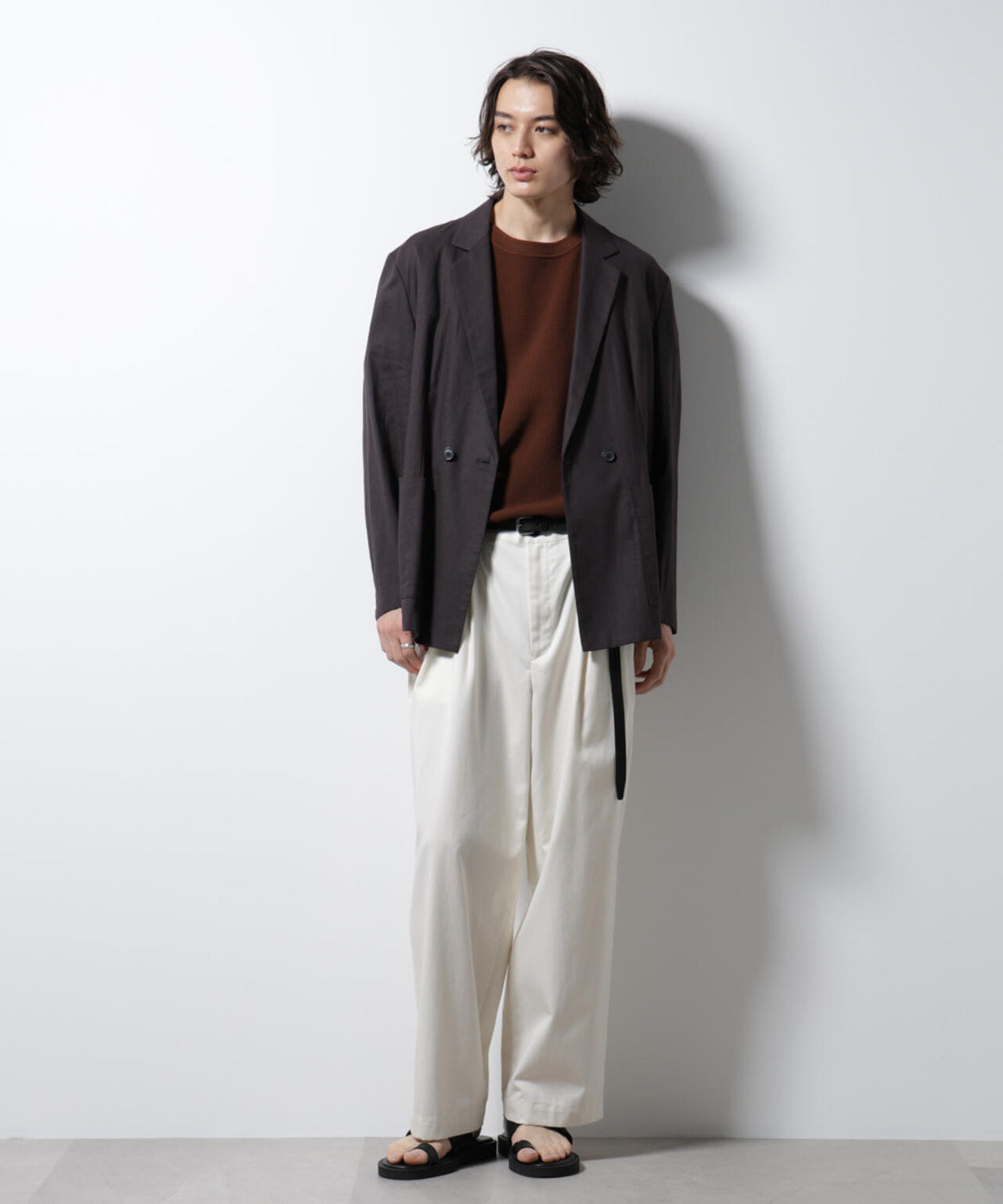 「BELGIUM LINEN FABRICS」リネンコットンダブルジャケット(セットアップ可) 6685116205