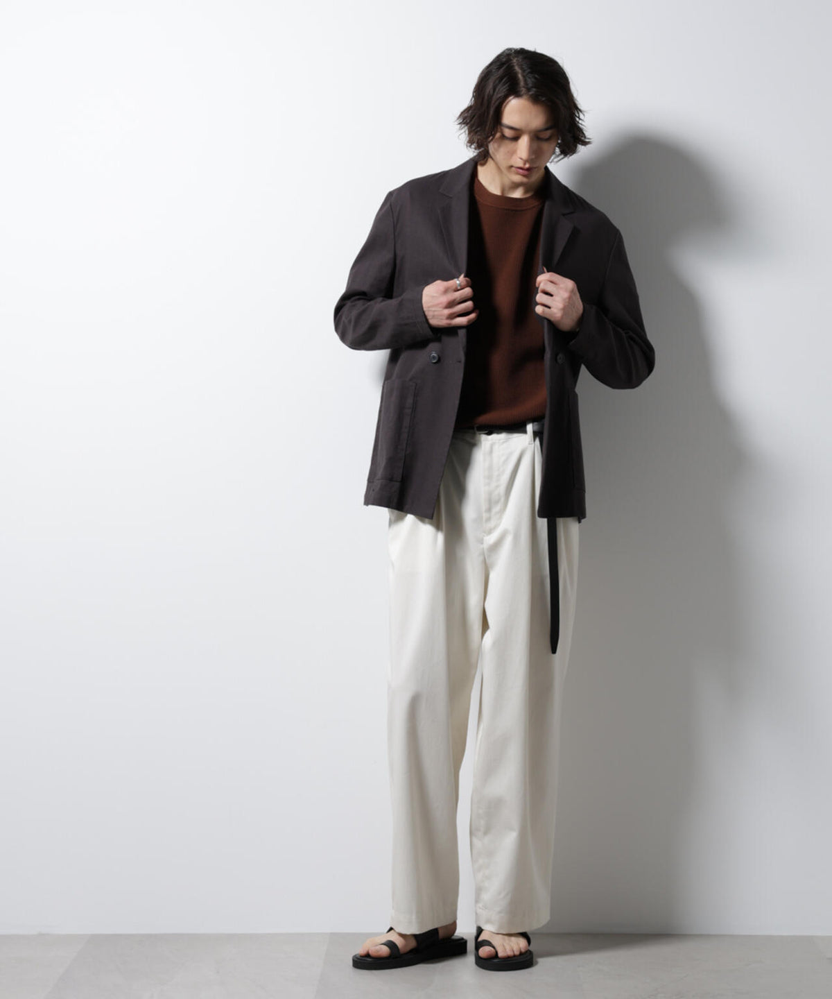 「BELGIUM LINEN FABRICS」リネンコットンダブルジャケット(セットアップ可) 6685116205