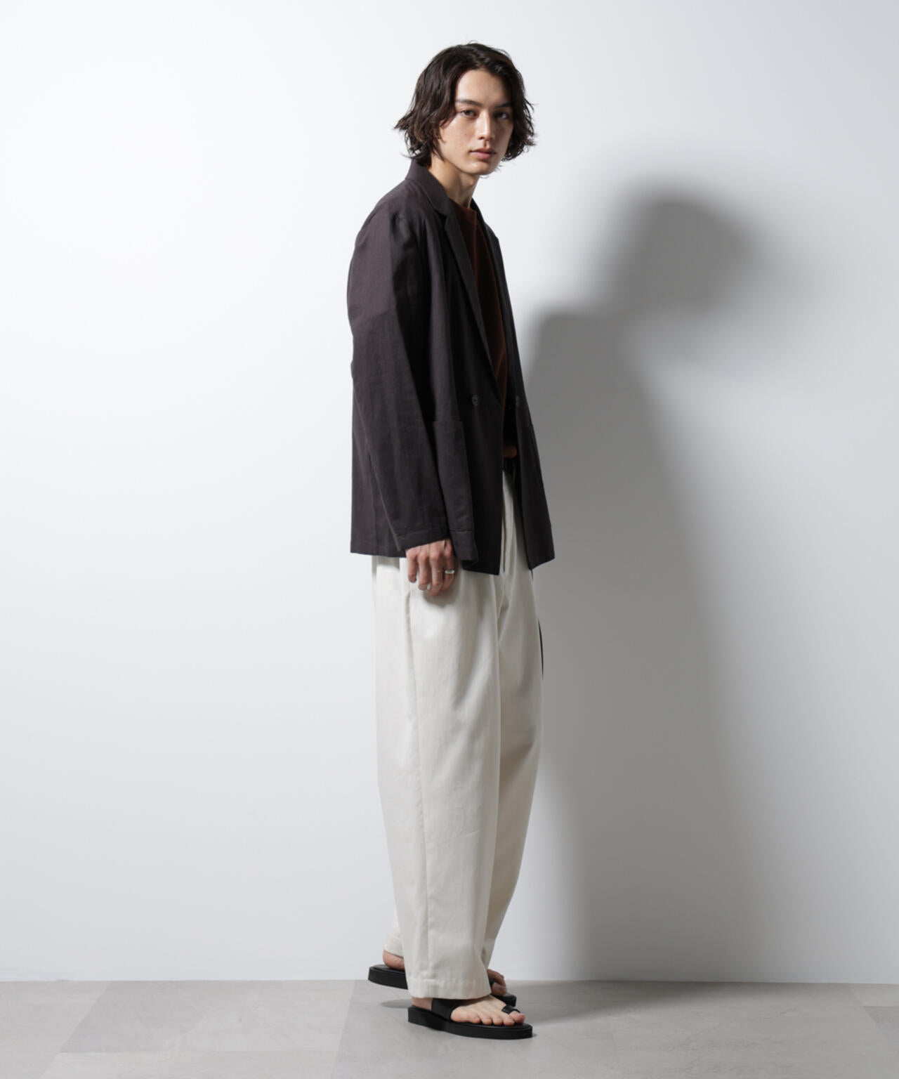 「BELGIUM LINEN FABRICS」リネンコットンダブルジャケット(セットアップ可) 6685116205