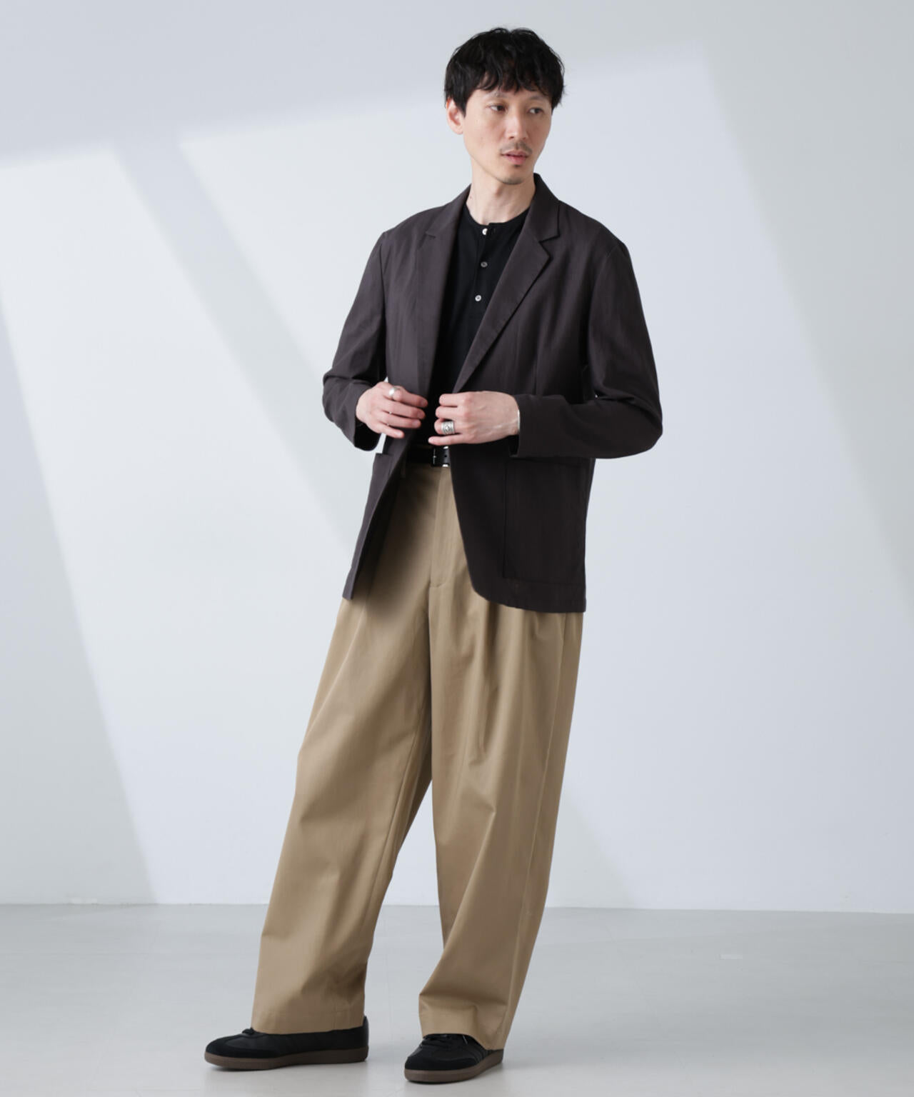「BELGIUM LINEN FABRICS」リネンコットンダブルジャケット(セットアップ可) 6685116205