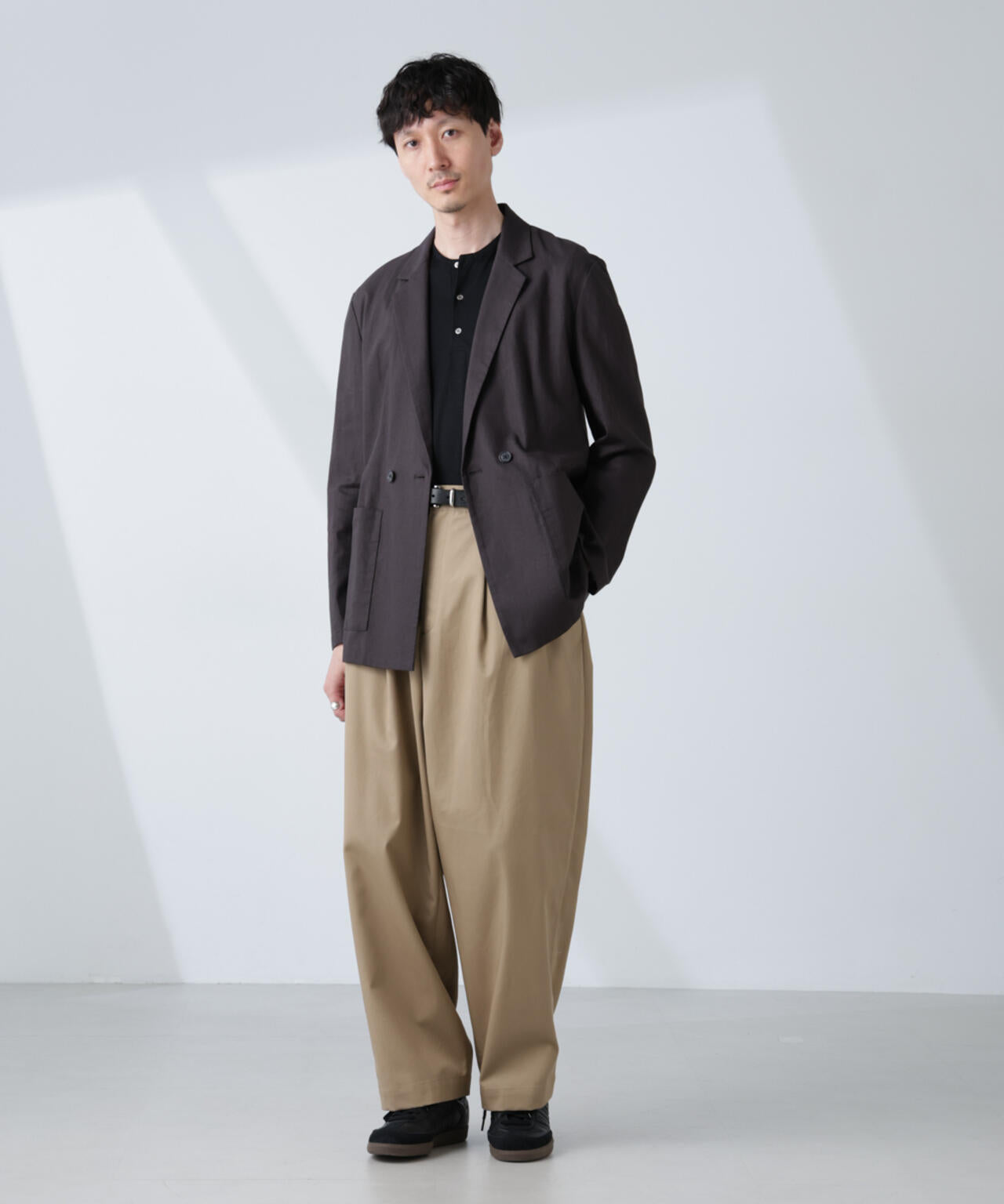 「BELGIUM LINEN FABRICS」リネンコットンダブルジャケット(セットアップ可) 6685116205