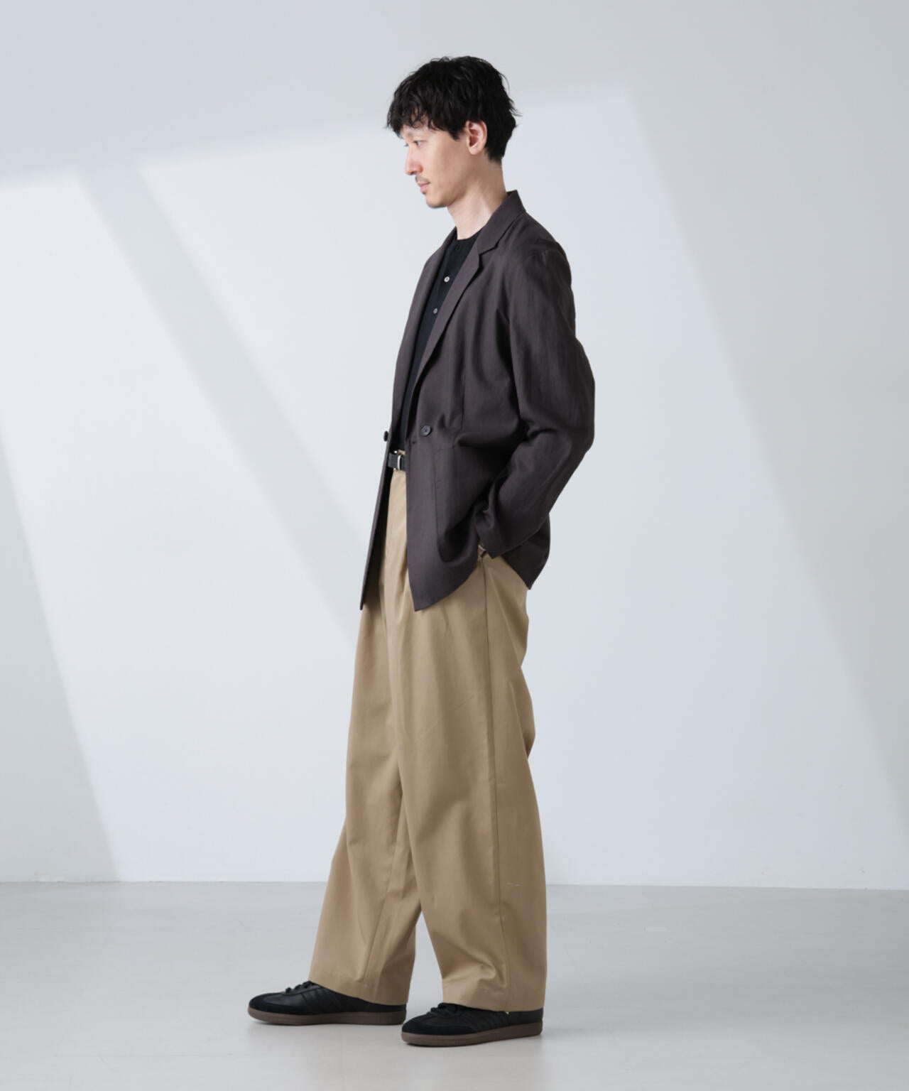 「BELGIUM LINEN FABRICS」リネンコットンダブルジャケット(セットアップ可) 6685116205