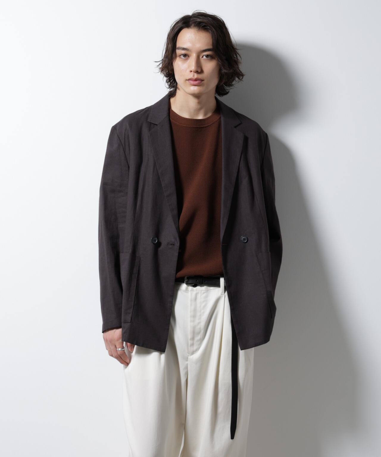 「BELGIUM LINEN FABRICS」リネンコットンダブルジャケット(セットアップ可) 6685116205